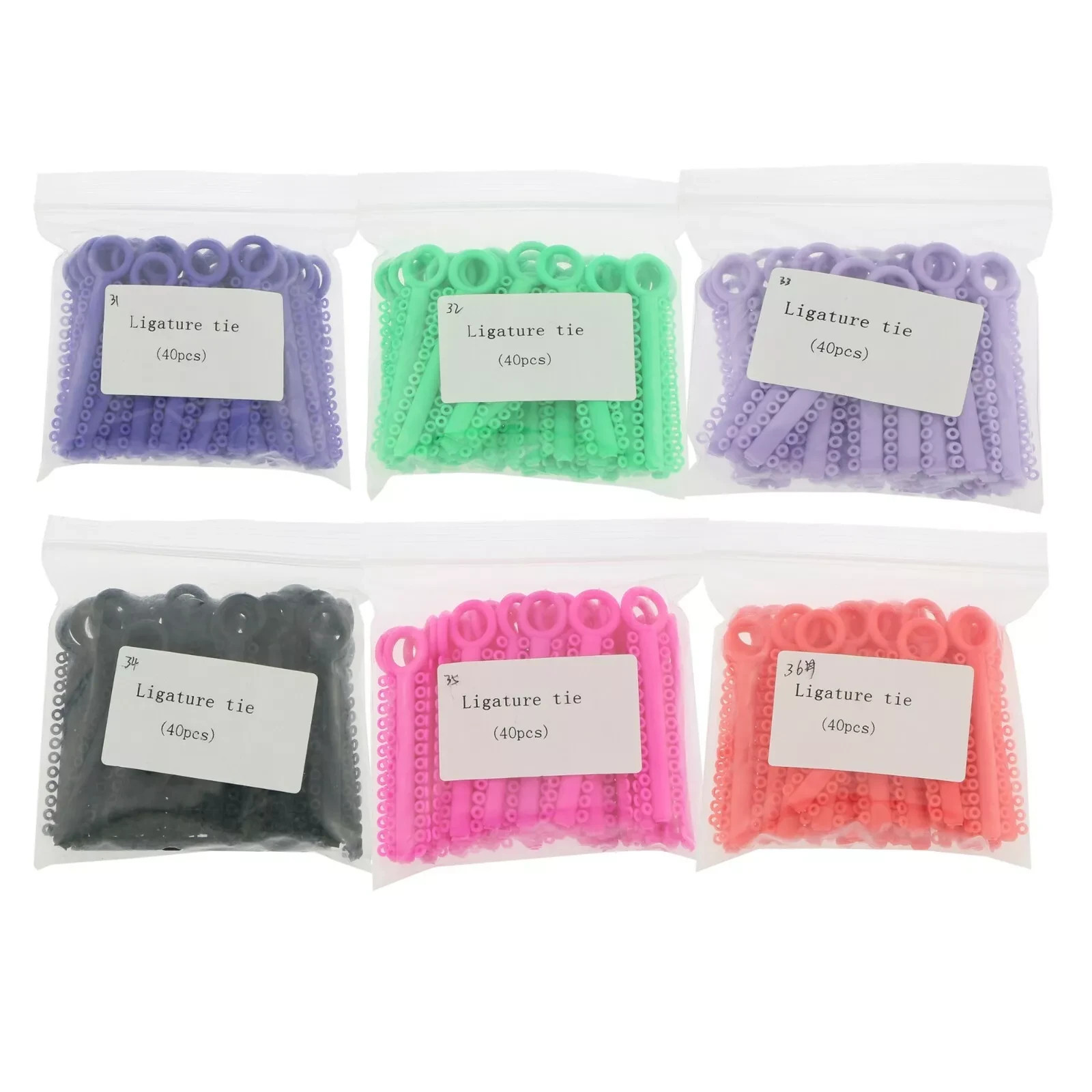 1040Pcs Dental Orthodontic Ligature Ties Elastic Rubber Bands 37 Color To Choice