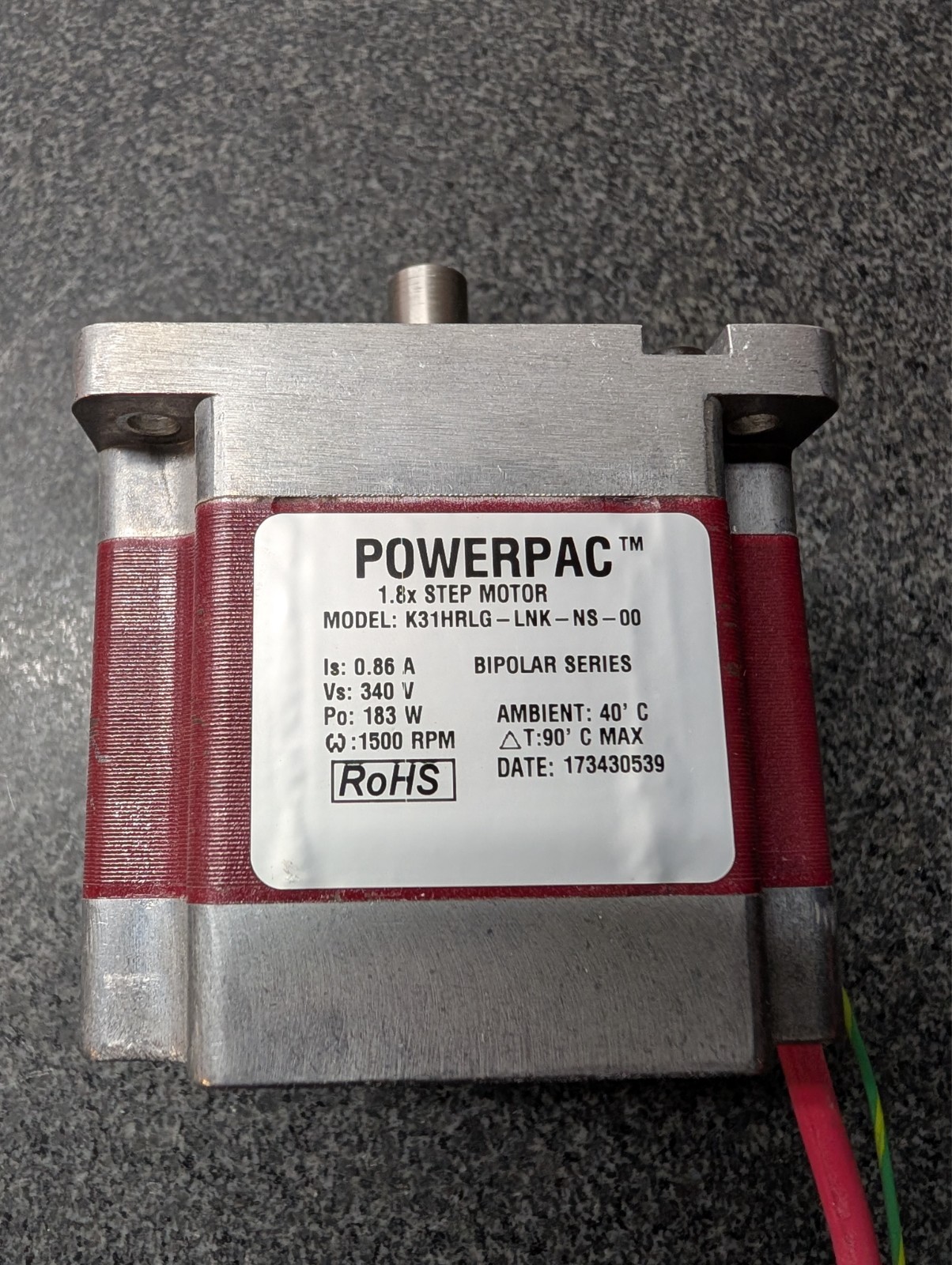 Kollmorgen powerpac 1.8X step motor K31HRLG-LNK-NS-00