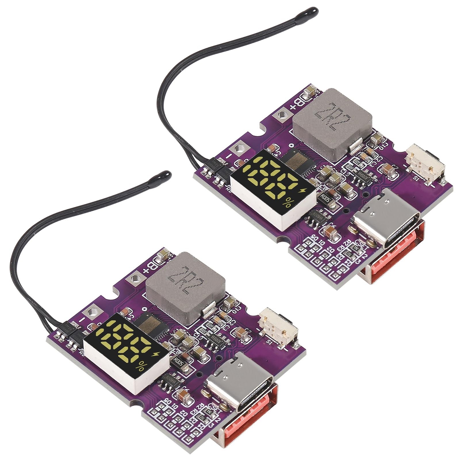 2pcs 22.5W Power Bank Bidirectional Fast Charging Mobile Power Module Circuit…