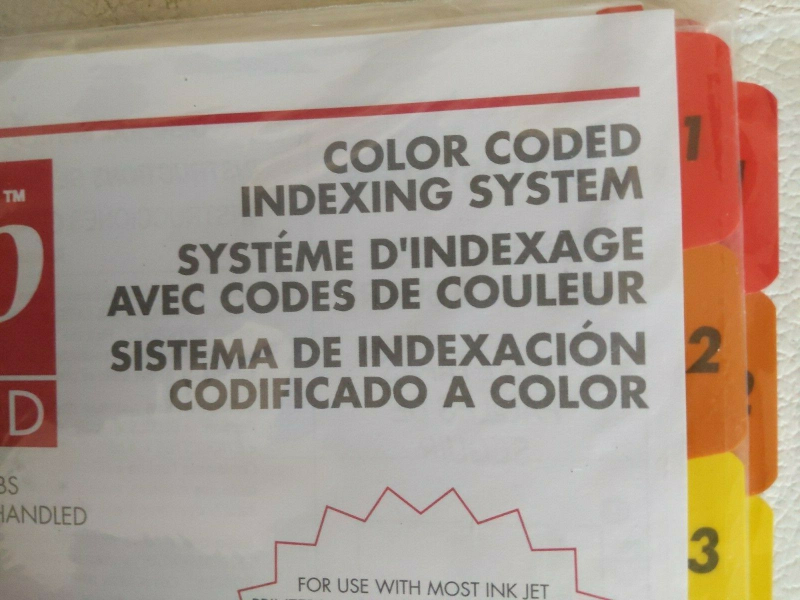 LOT of 3 Sparco Color Coded Indexing System 1-8 – 8.50″ X 11″ White