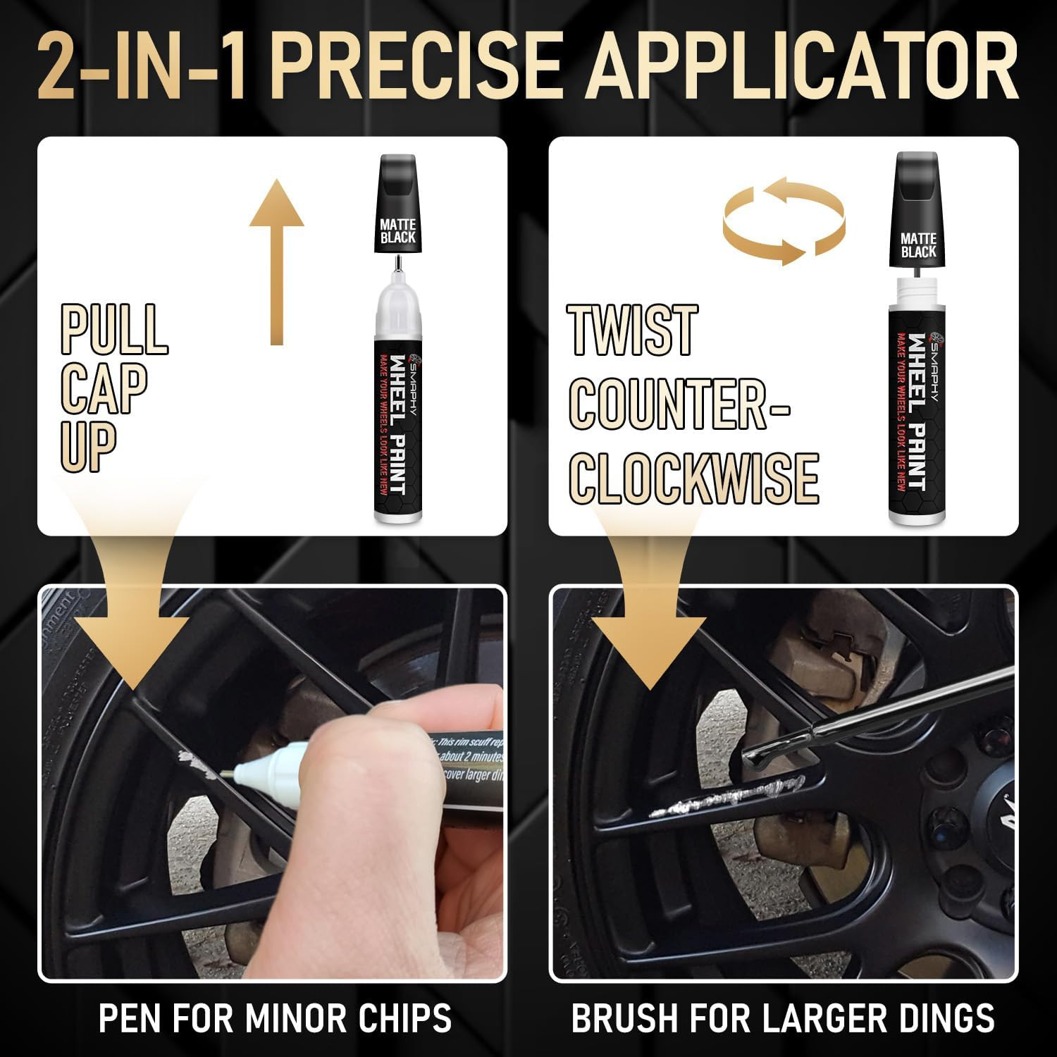 Wheel Scratch Repair Kit, Gloss Black Rim Touch up Paint, Repair Curb Rash, S…