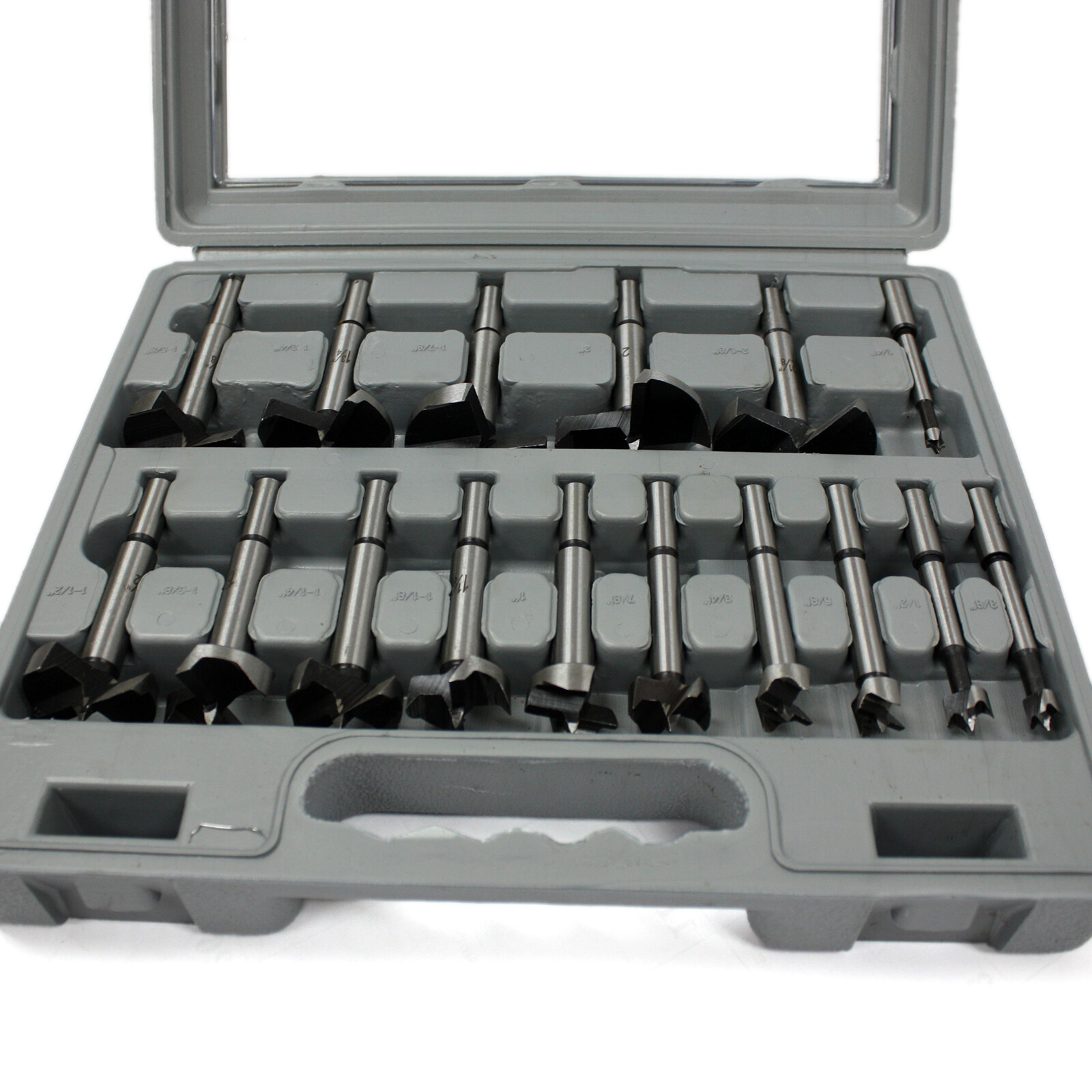 NEW 16PC FORSTNER WOOD BORING AUGER DRILL BIT HOLE SAW SET PLASTIC CASE