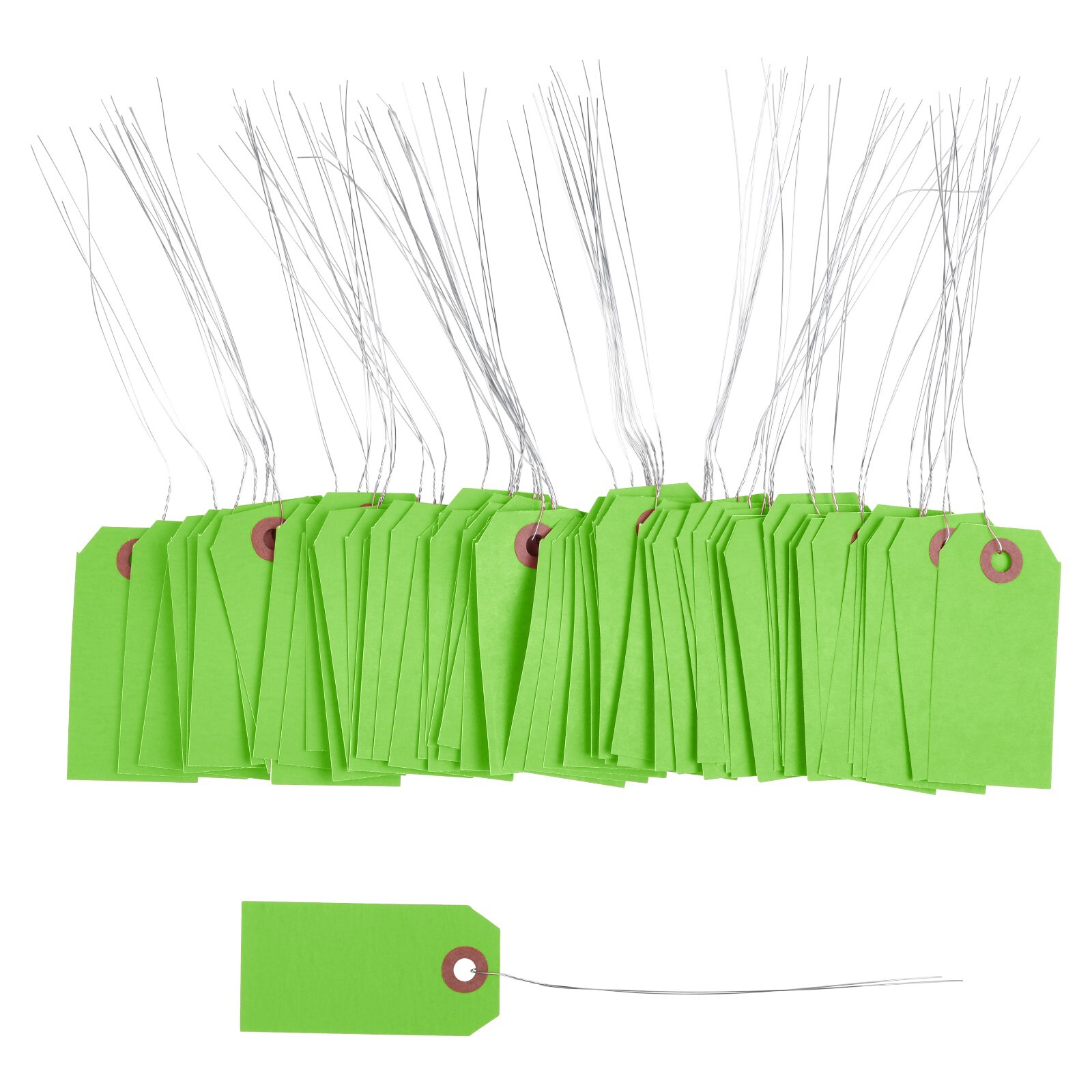 100 Green Tags with Wire 3 1/4 x 1 5/8″ Size 2 Inventory Price Hang Prewired Tag