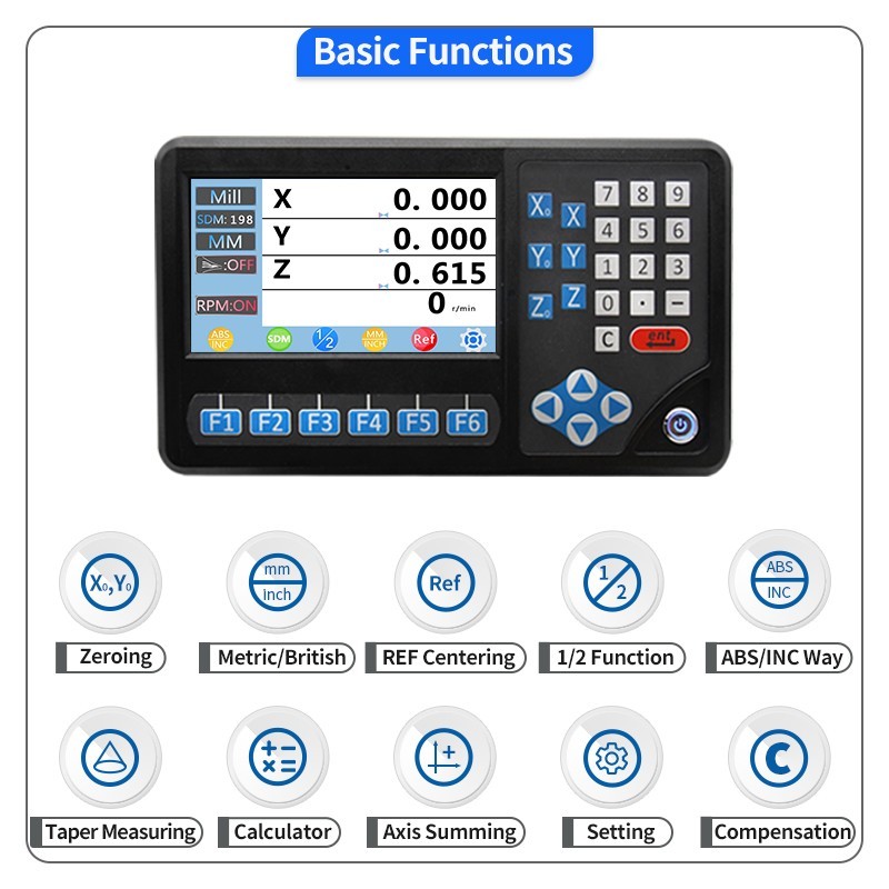 IP55 Linear Scale 6″x12″x22″ Linear Glass Scale 5um 3 Axis Digital Readout 5um