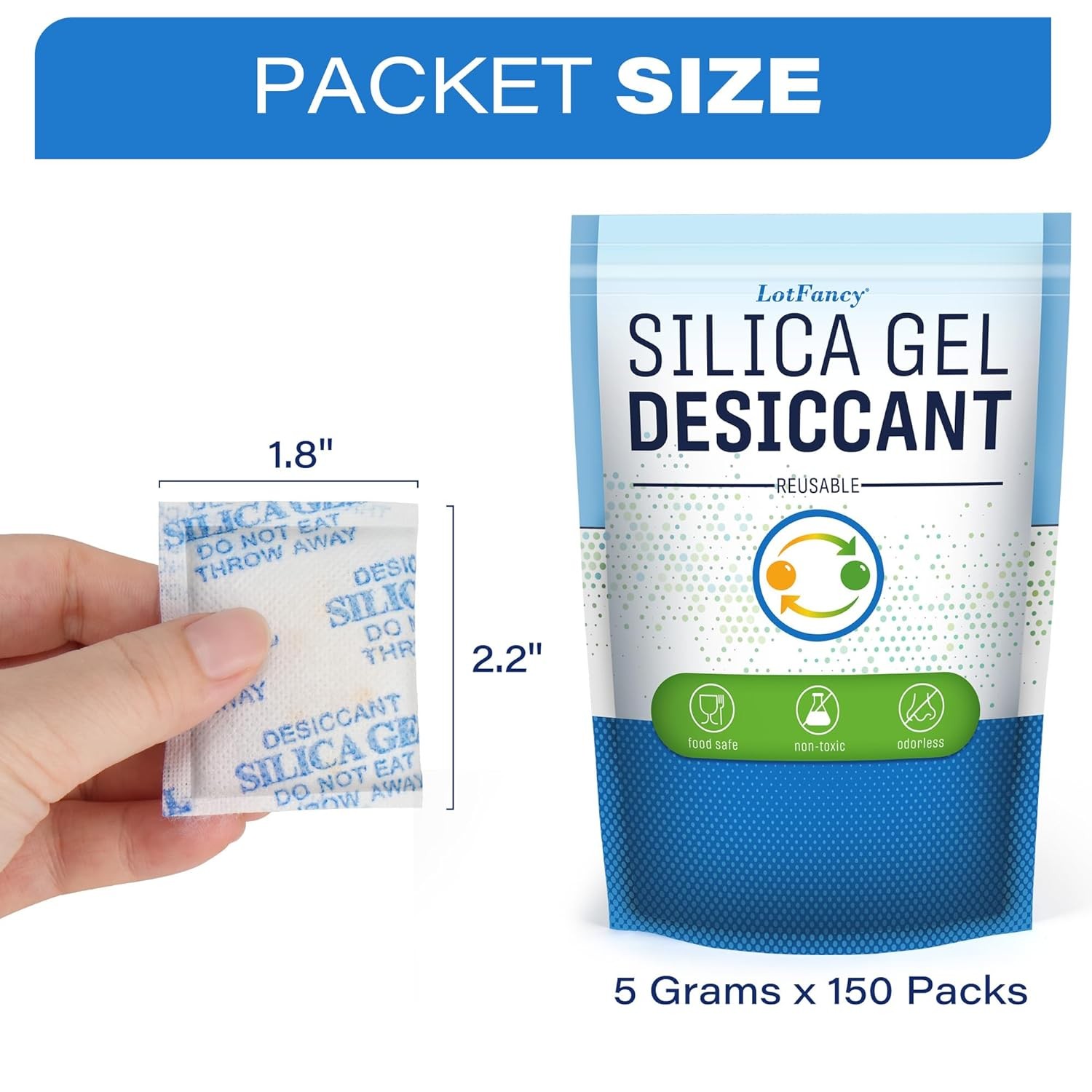 60 Packets 5g 5 Grams Silica Gel Desiccant Pack Moisture Absorber Reusable Lot