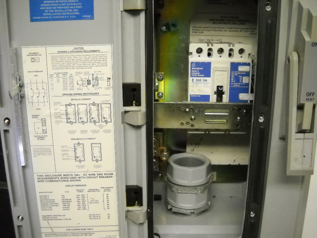 CROUSE HINDS/WESTINGHOUSE NCB1018F WT100EHD 100A RAINTIGHT ENCLOSURE ASSEMBLY