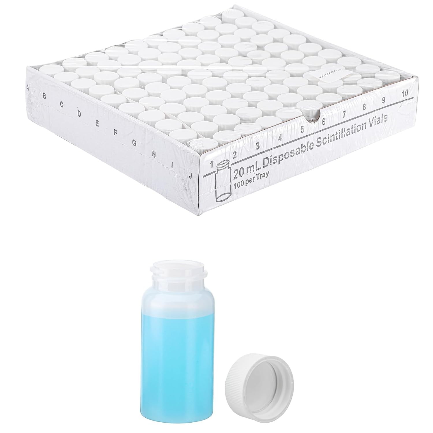 20mL Scintillation Vial 100Pcs HDPE Scintillation Vials w/22-400 White Screw Cap