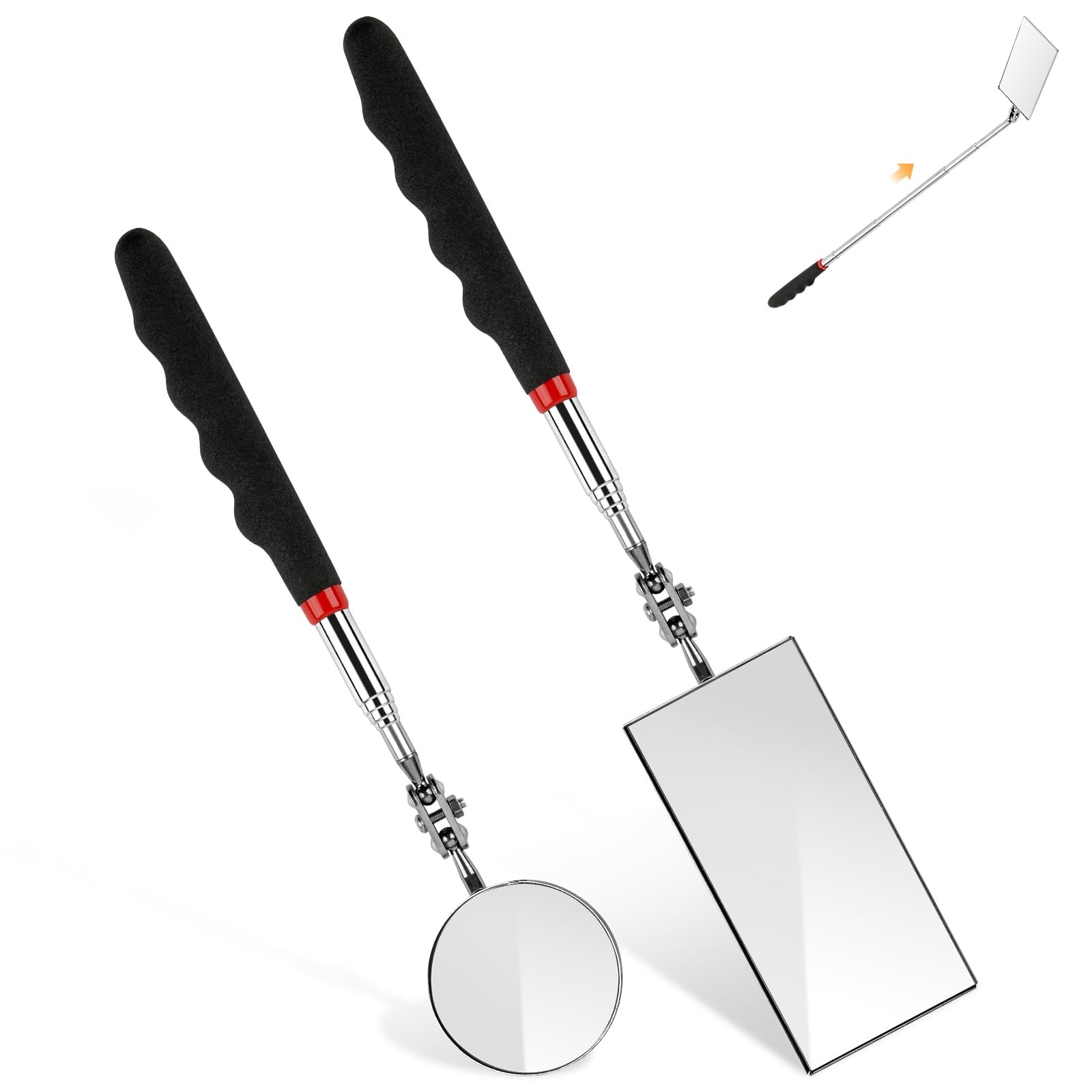 2 Pieces Telescoping Inspection Mirror, 360° Swivel Extendable Mechanic…