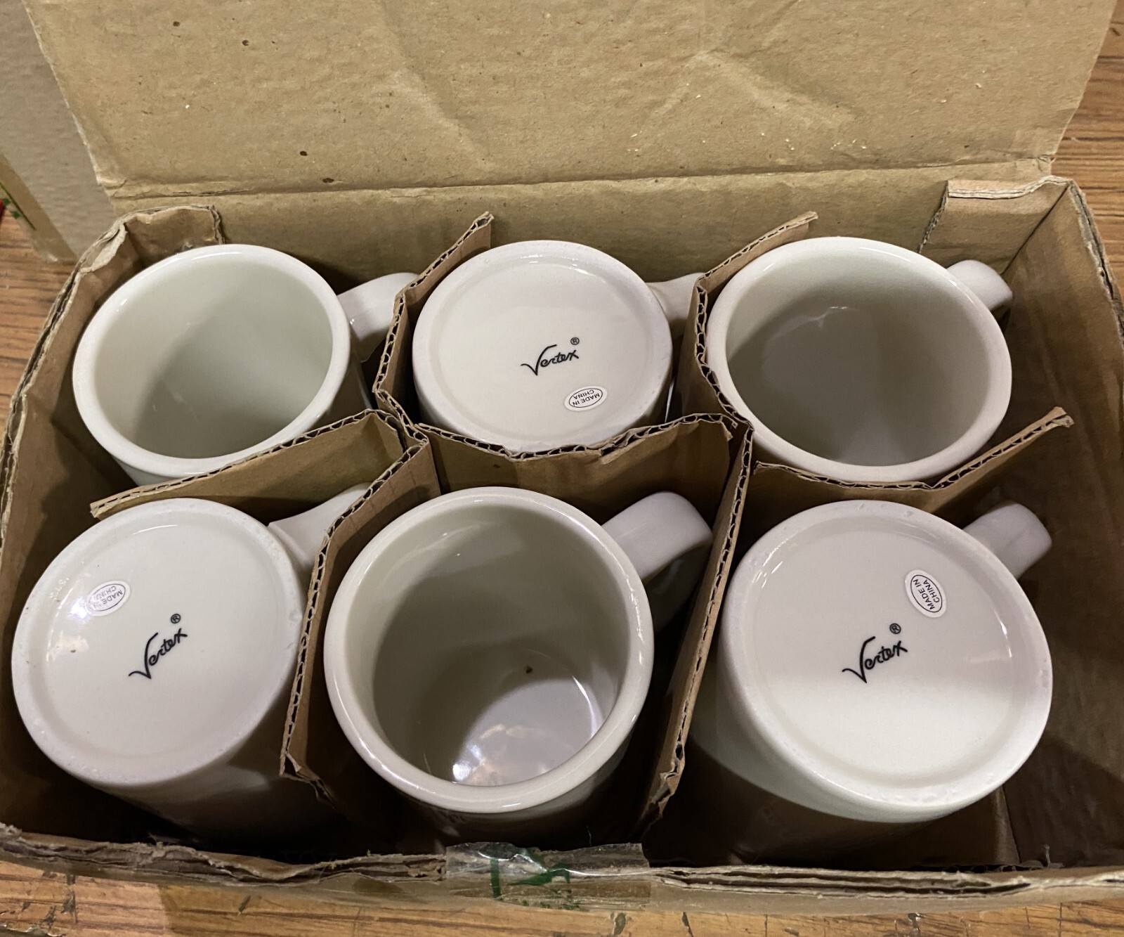 Set of 6 VERTEX CHINA Log Home Mug White 3”, 11 oz, LH-W