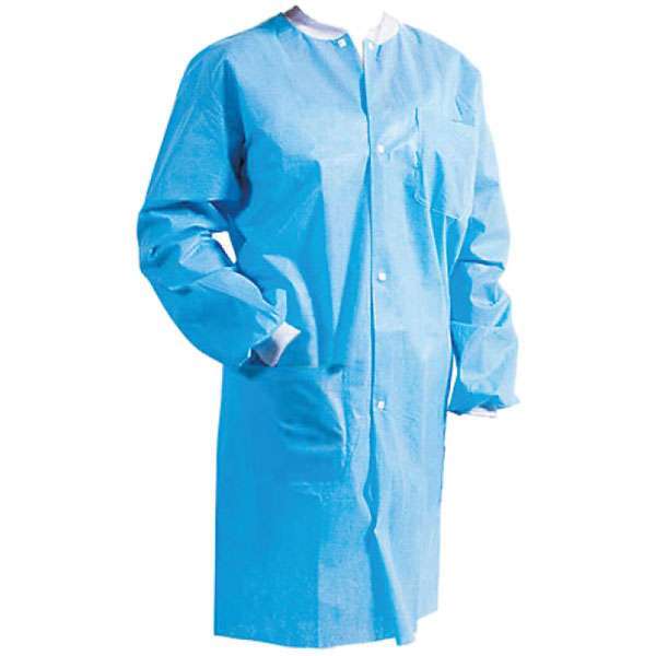 House Brand Lab Coats Sky Blue – LARGE 50/Pk. Fluid resistant, Static Free