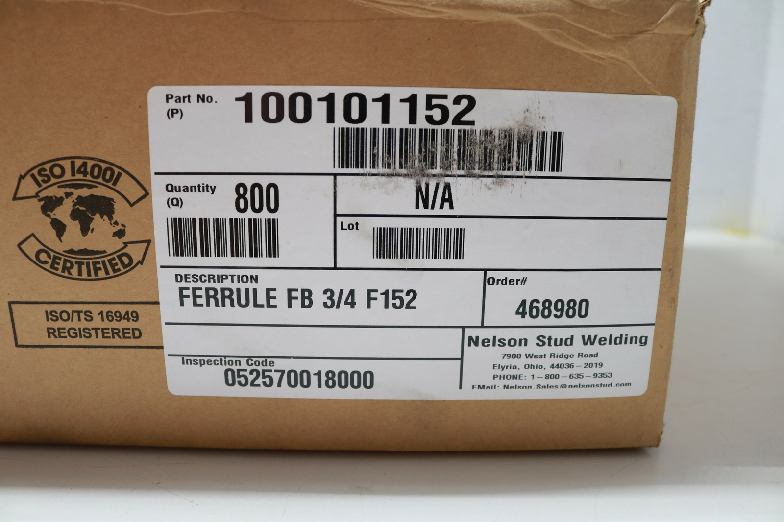 800x Pack Lot Nelson Stud Welding 100101152 Ceramic Ferrules FB 3/4″ F152