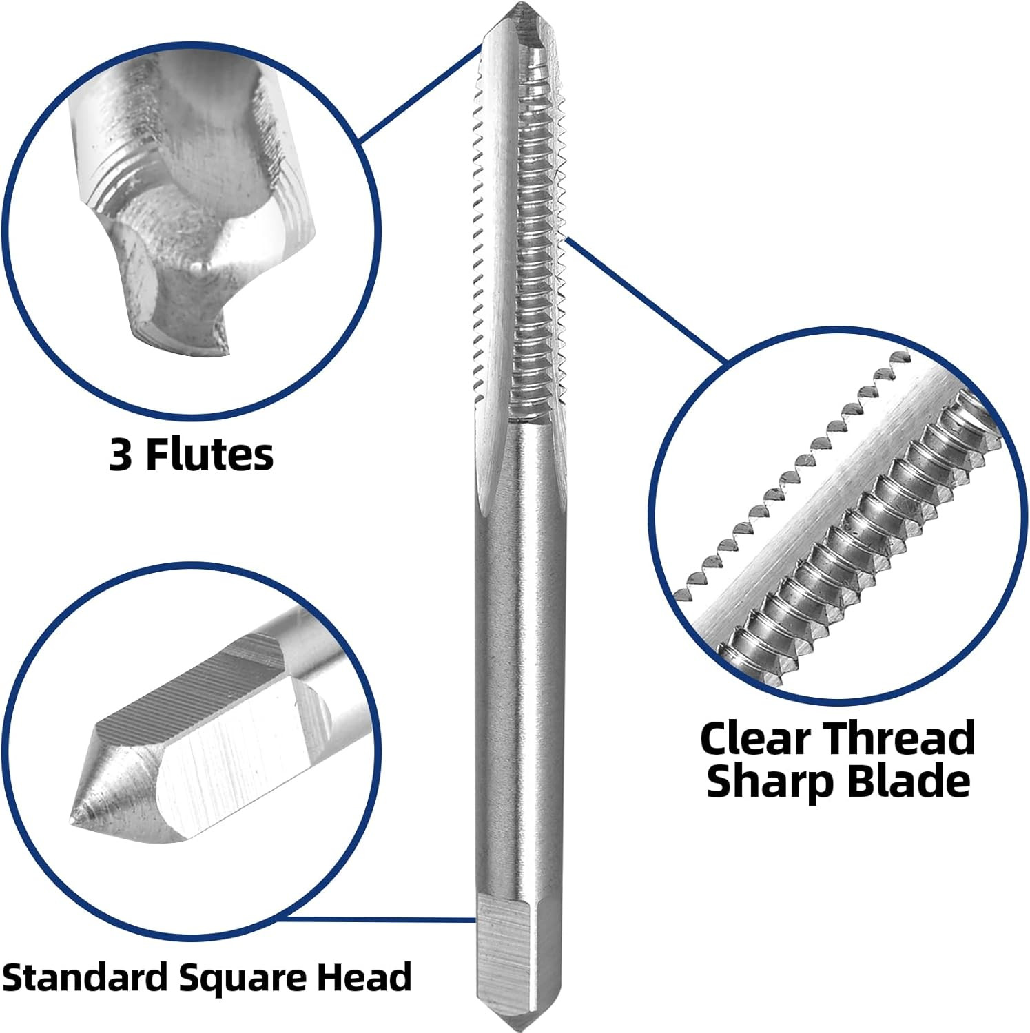 2Pcs 1/4″-28 UNF Thread Tap Right Hand, HSS 1/4 X 28 UNF Straight Fluted Machine
