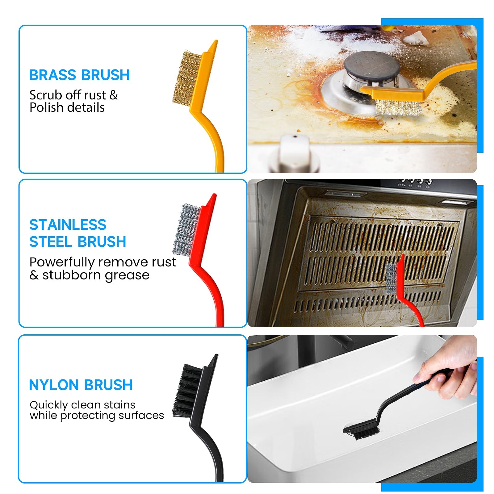14Pcs Crevice Cleaning Brush Set, V Shape Grout Cleaner for Deep Black