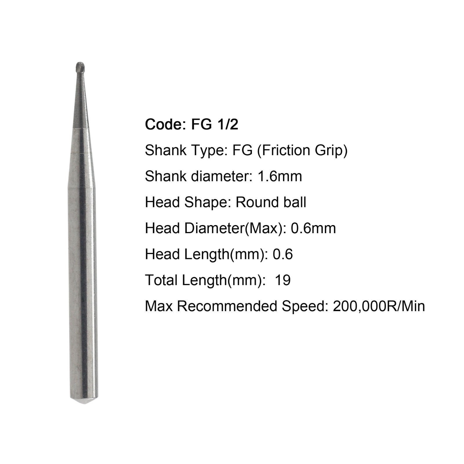 50pcs Dental Carbide Burs Round Friction Grip High Speed FG 245 330 2 4 6 8 557