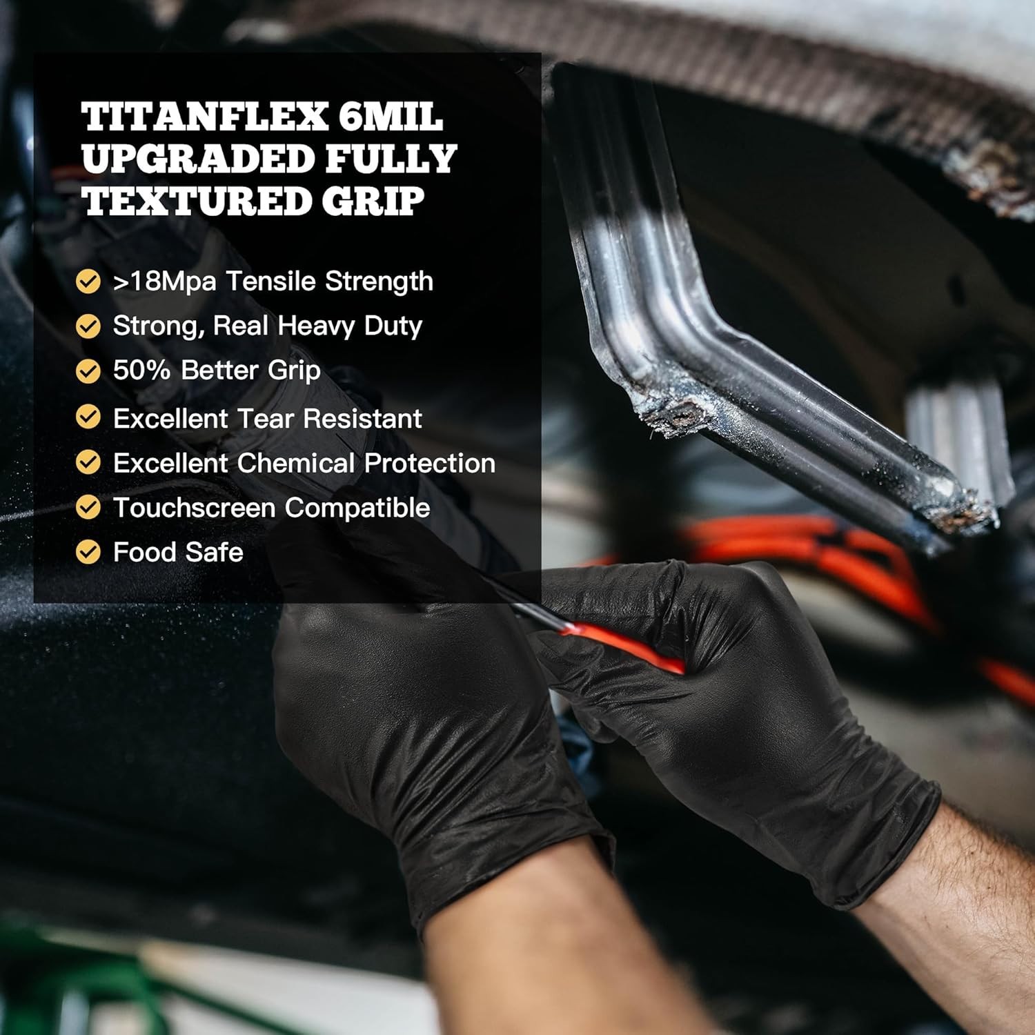 Durable Large Black Nitrile Gloves, 6 Mil, Waste-Free & Ambidextrous – 1000ct