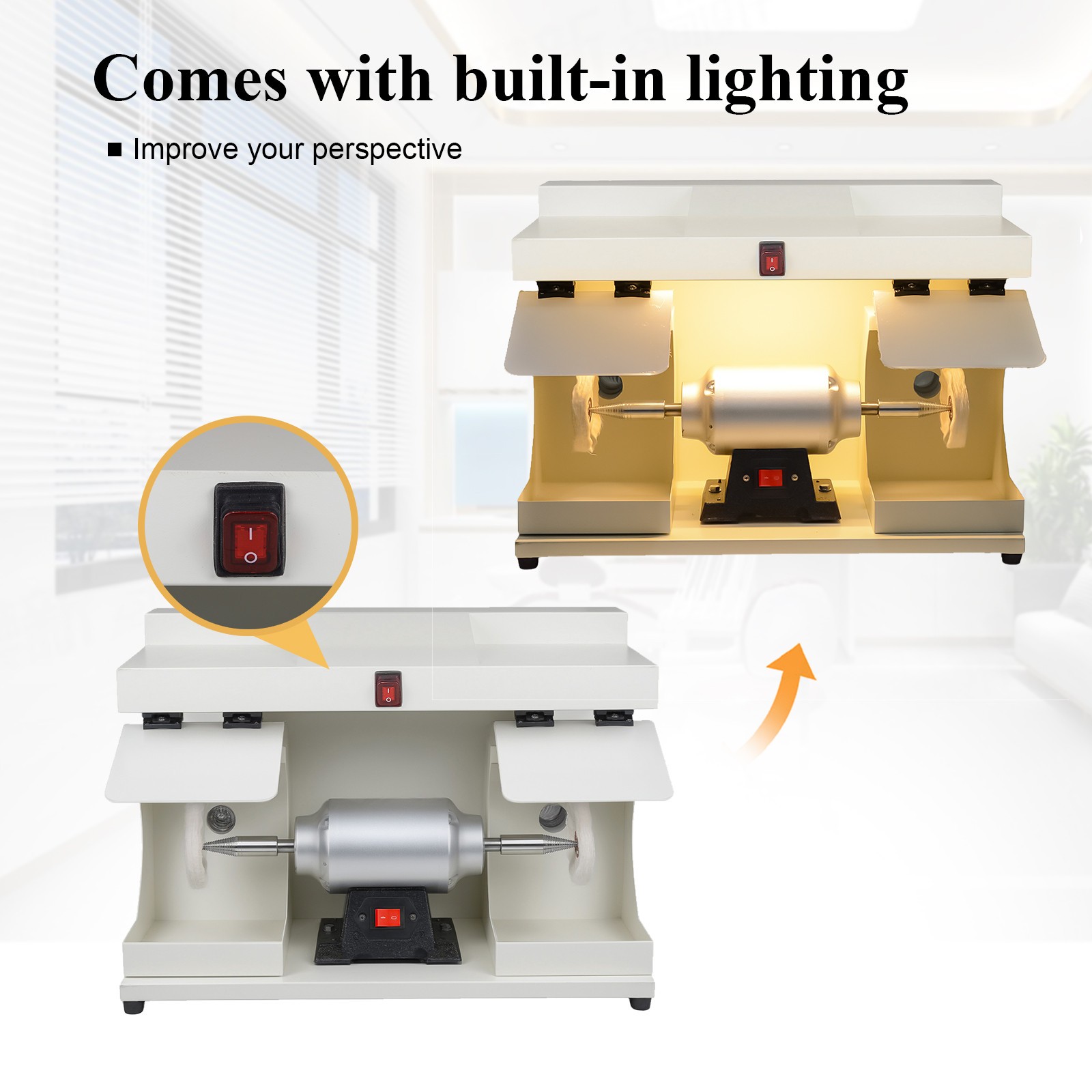 Dental Lab 550W Polishing Lathe Machine 2800rpm with LED Light 2 Big Covers USA