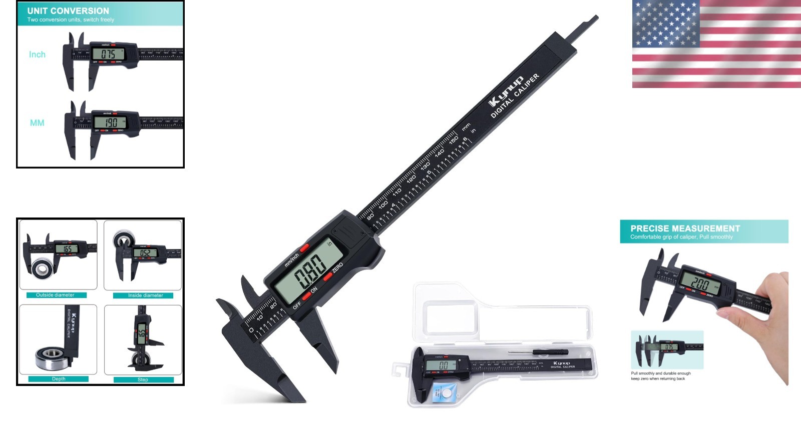 High-Accuracy Digital Caliper Tool with Auto-Off Feature, Inch & mm Converter