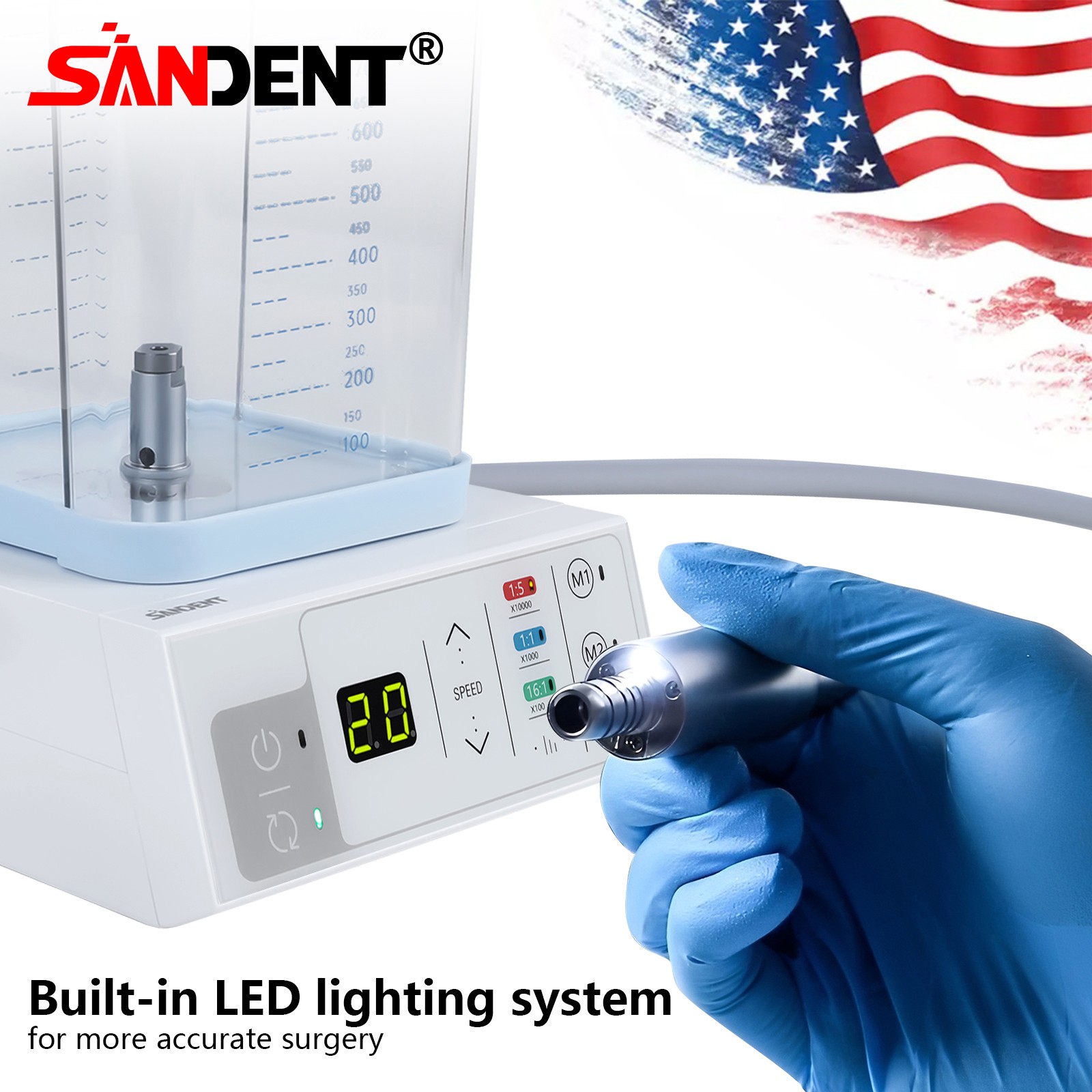NSK Style Dental Brushless LED Electric Micro Motor/1:5 LED Increasing Handpiece