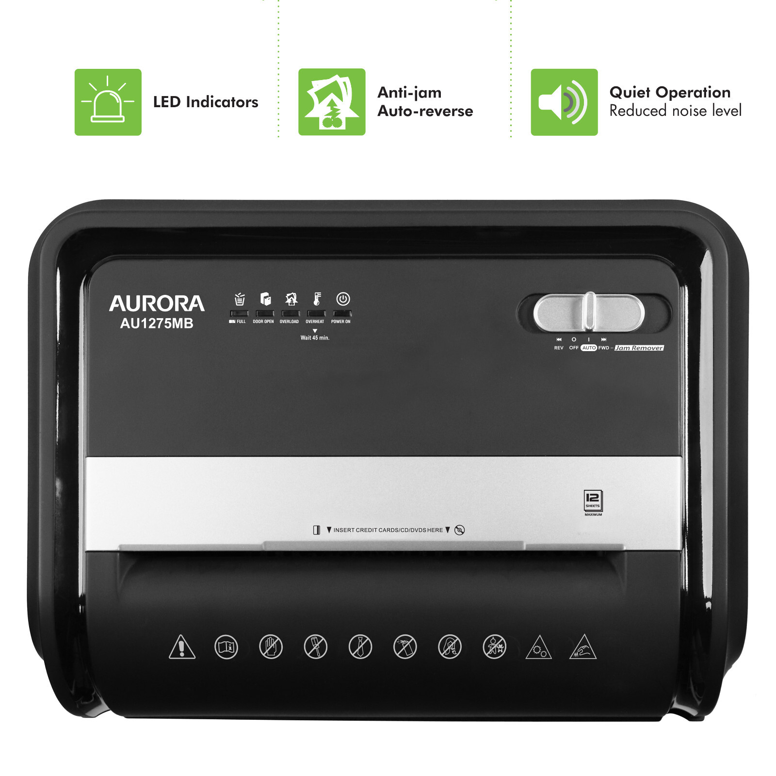 Aurora AU1275MB High-Security 12-Sheet Micro-Cut Paper and CD/Card Shredder