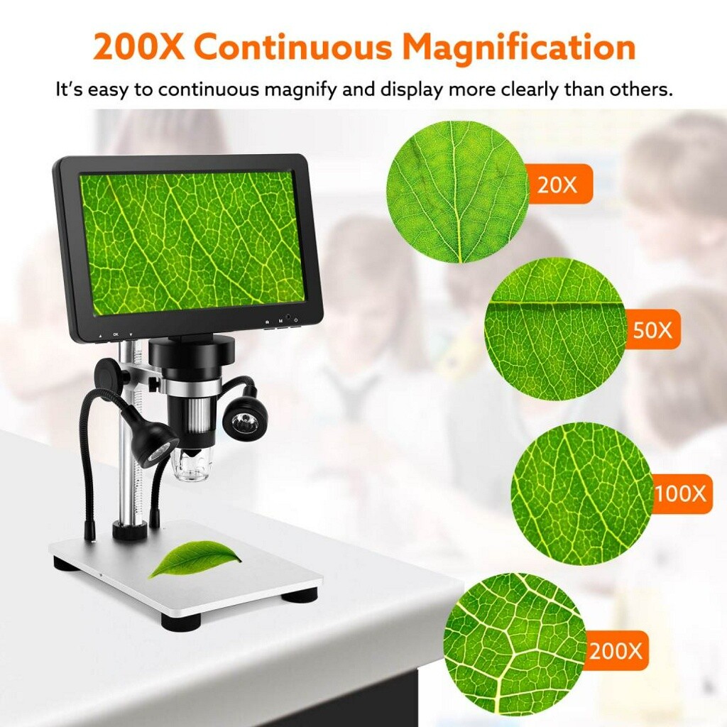 TOMLOV 7″ Lcd Digital Microscope 1200x Coin Magnifier 1080p Video Camera 12MP