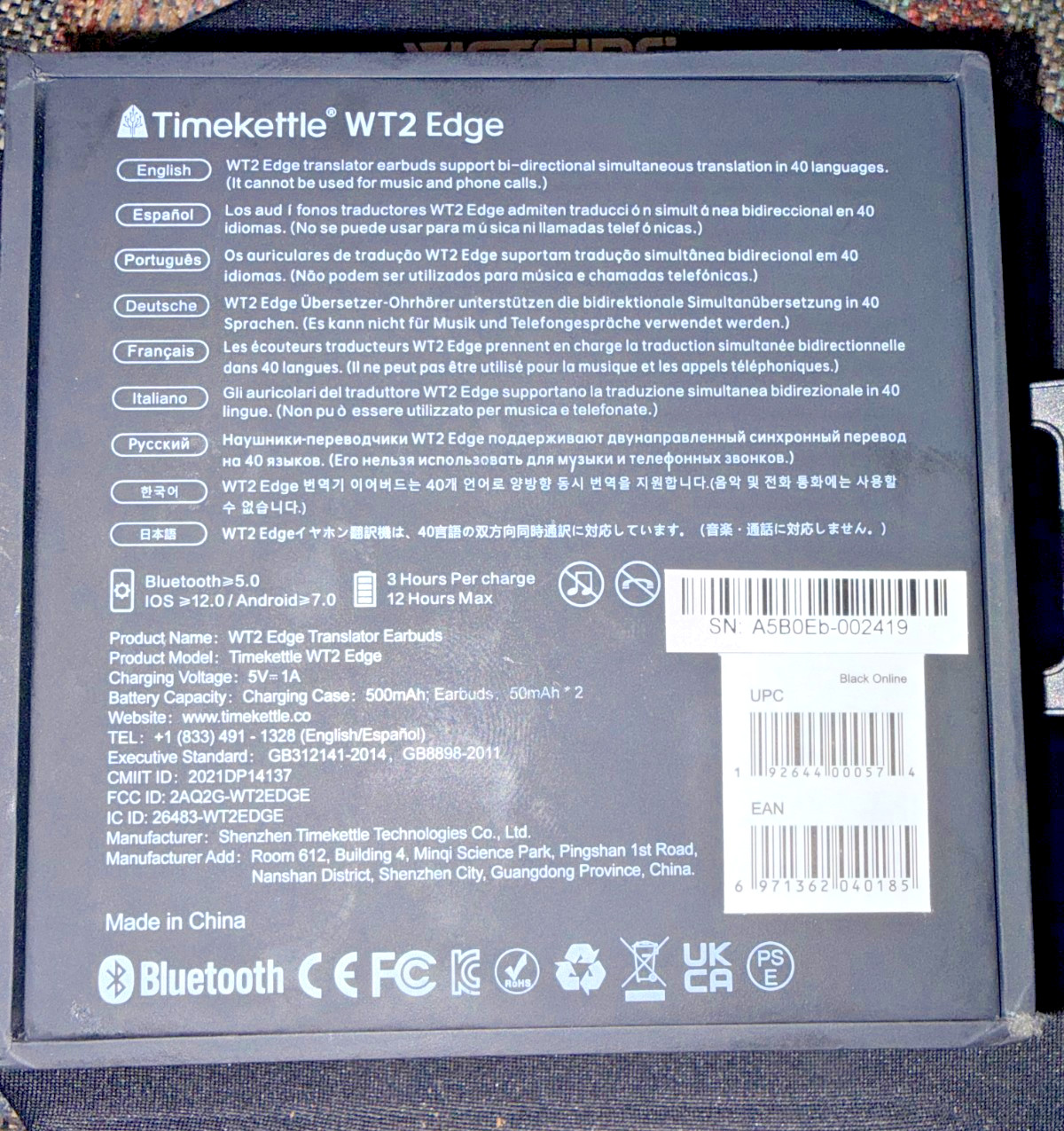 Timekettle WT2 Edge Translator Device Bidirectional Earbuds 40 Languages