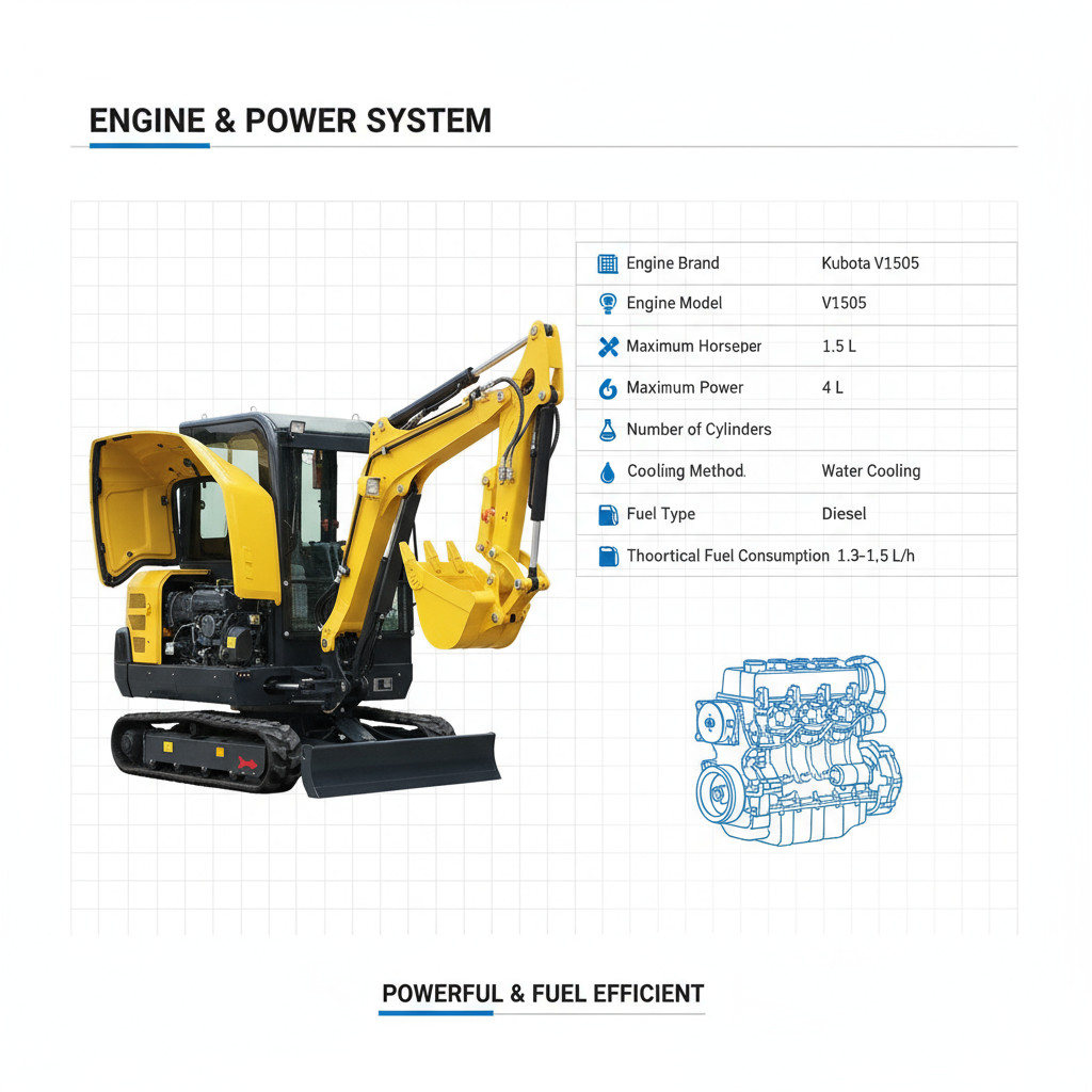 3.5 Ton Kubota 25HP Diesel Mini Excavator, Side Swing Boom Mini Digger EPA