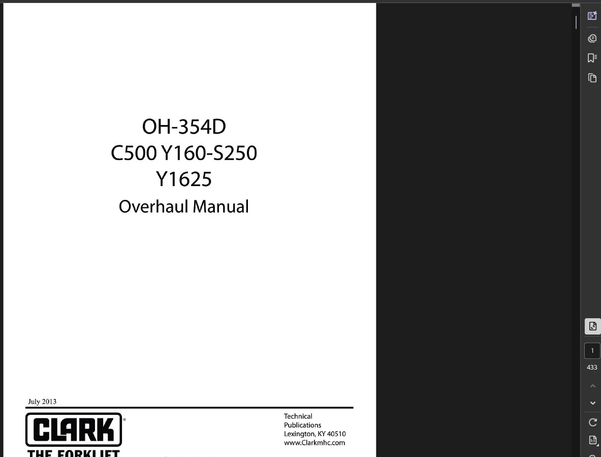 CLARK C500 Y350 FORKLIFT OPERATORS SERVICE REPAIR SHOP MANUAL PDF ON USB