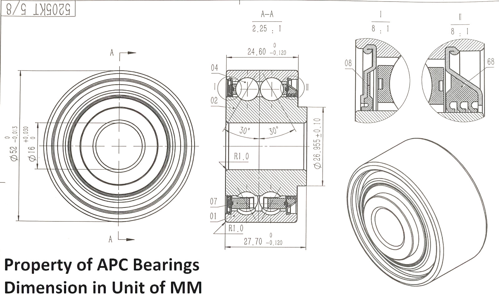 Premium HD DOUBLE ROW Bearing 5/8″ Bore 5205NTTDR-625 205NTTDR-625 5205KT-5/8
