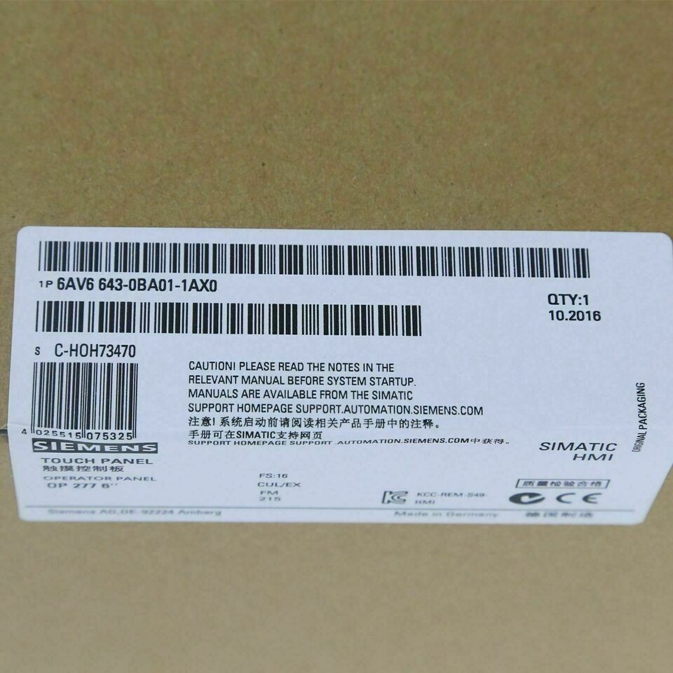 EXpress New SIEMENS 6AV6643-0BA01-1AX0 6AV6 643-0BA01-1AX0 SIMATIC TOUCH PANEL