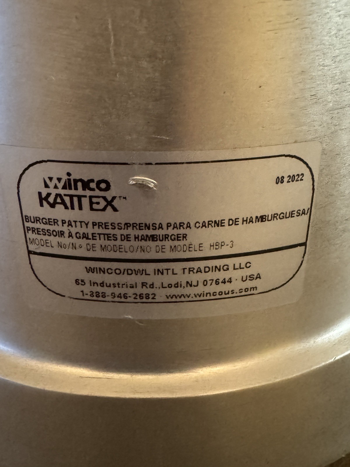 Winco HBP-3 Heavy-Duty Hamburger Patty Press 1/2 lb