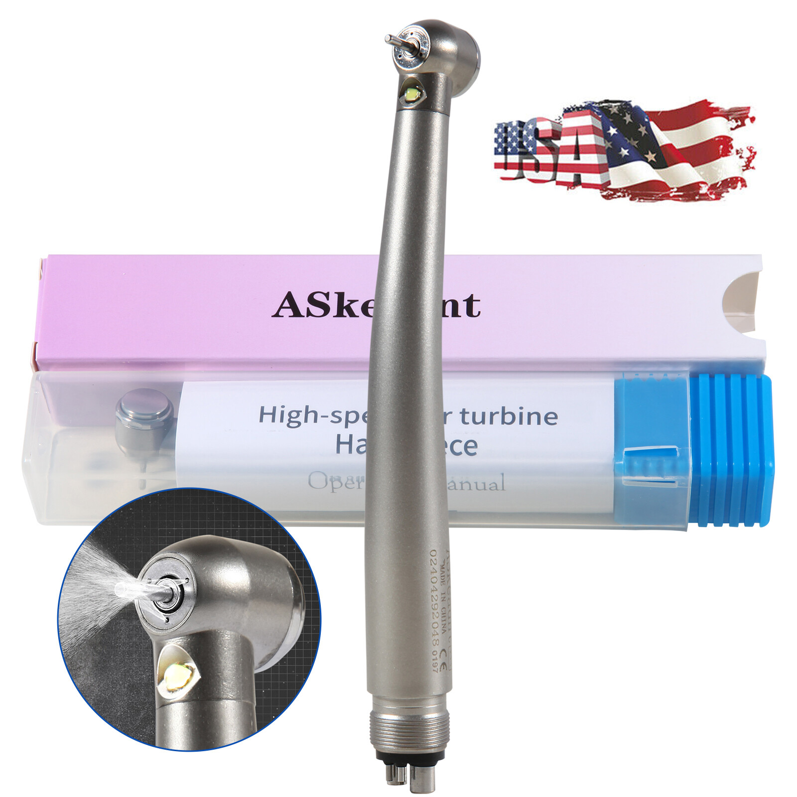NSK Style Dental Fiber Optic LED E-generator High Speed Handpiece Turbine 4 HOLE