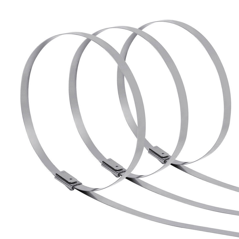 100 PCS 6″-20″ Metal Zip Ties Stainless Steel Heavy Duty Self-Locking Cable Ties