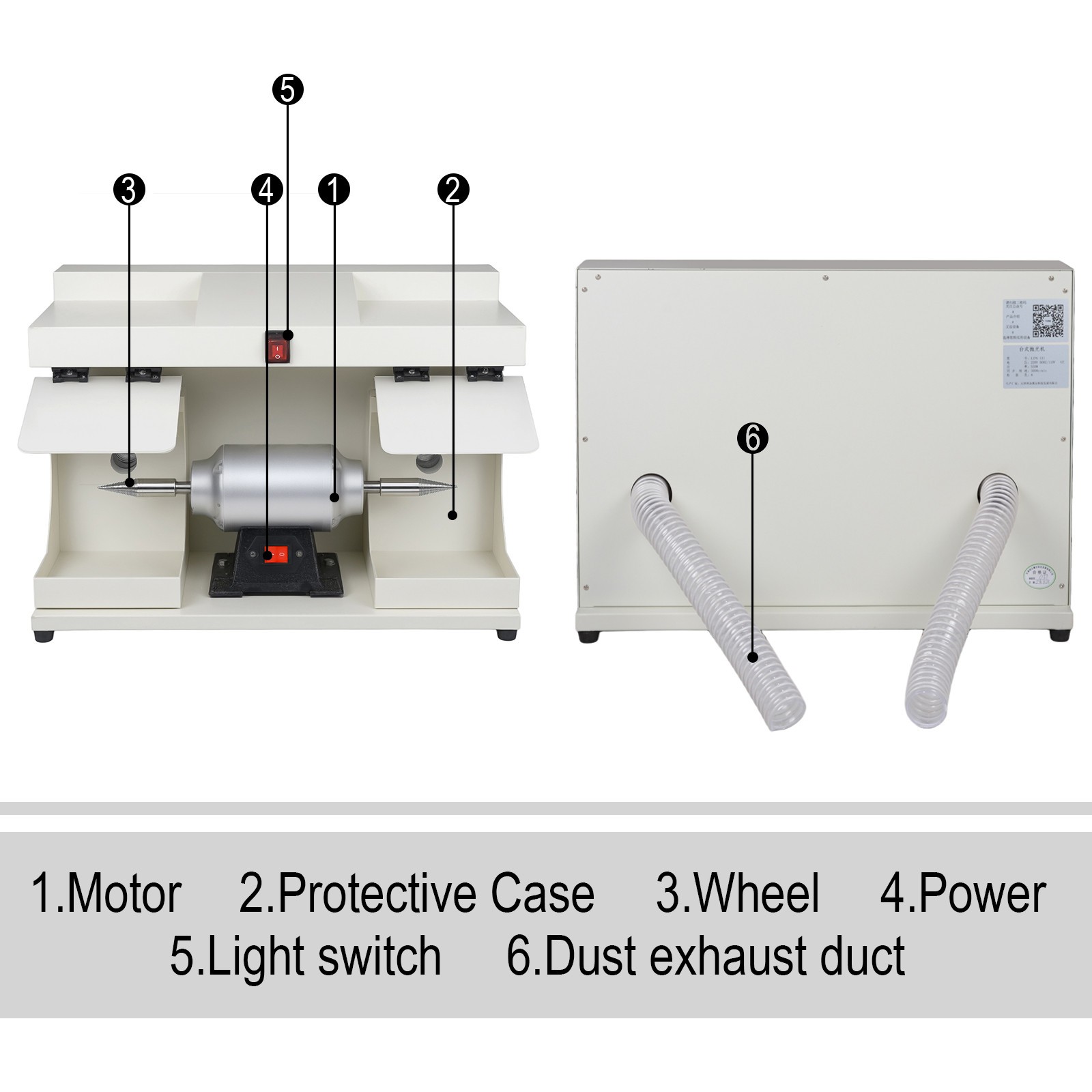 Dental Lab 550W Polishing Lathe Machine 2800rpm with LED Light 2 Big Covers USA