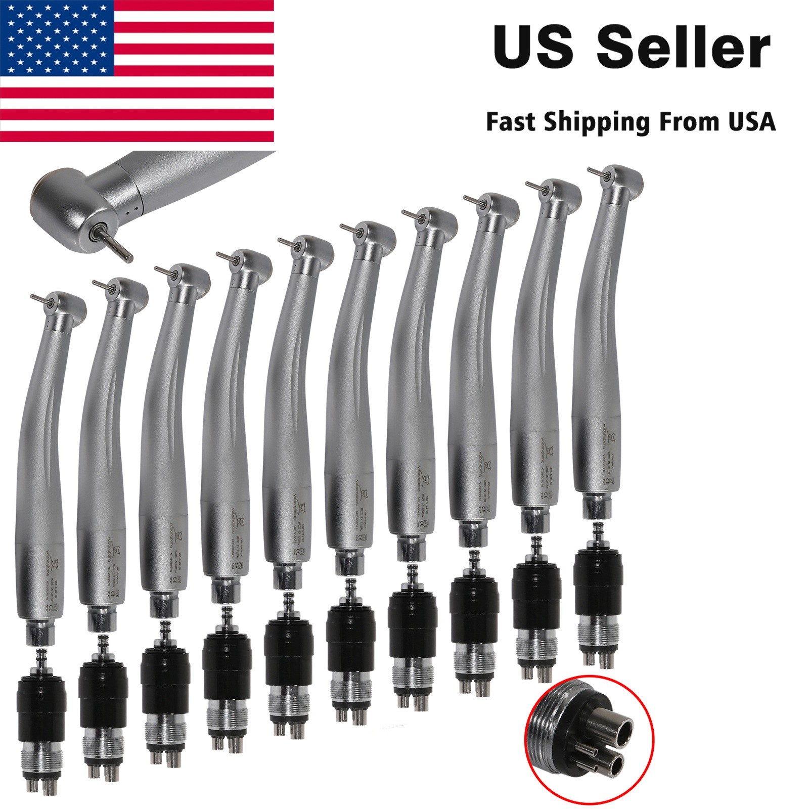 10*NSK Style Dental High Speed Turbine Handpiece with Quick Coupler Swivel 4Hole