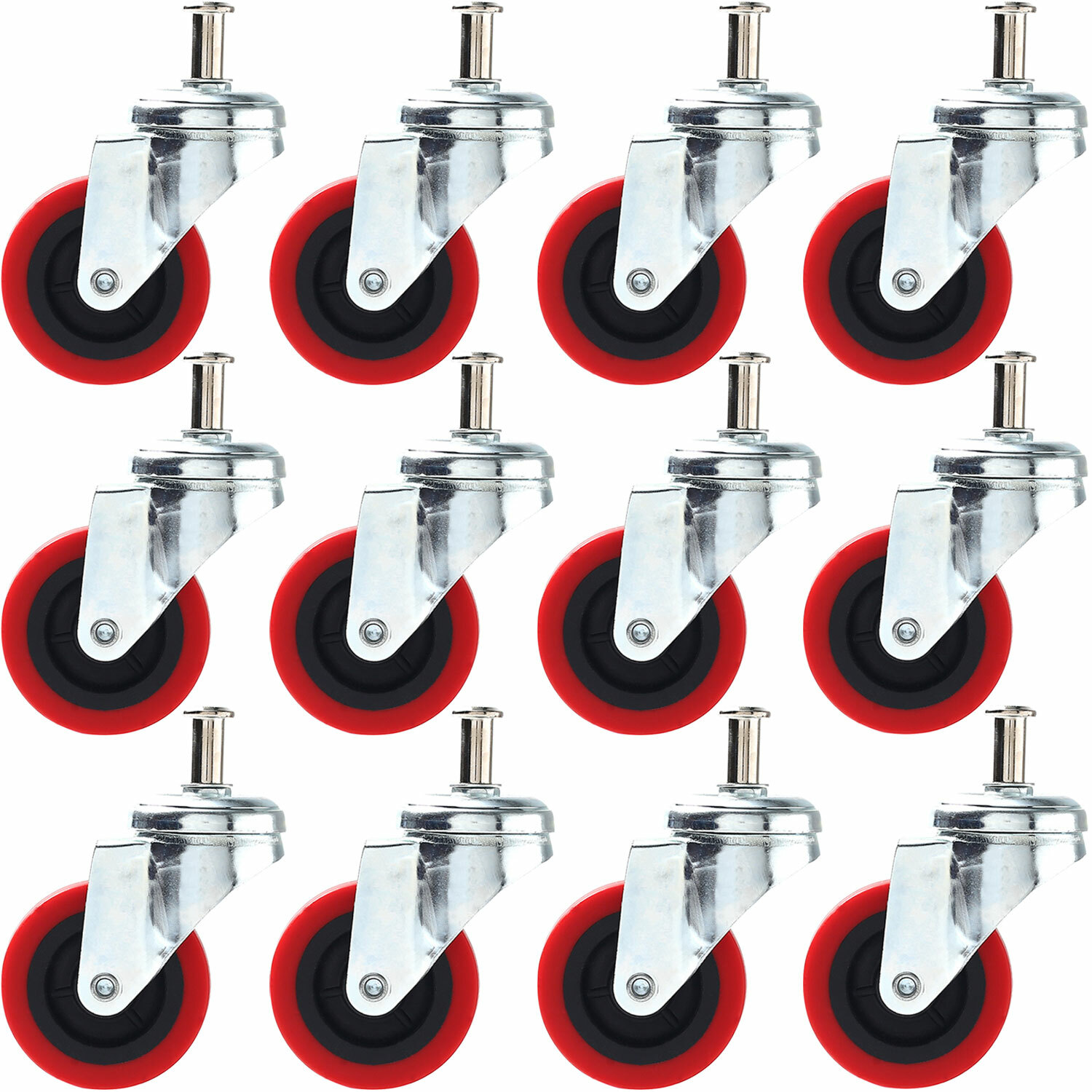12 Pck Heavy-Duty 2.5″ Swivel Caster Wheel Creeper Service Cart Stool Post Mount