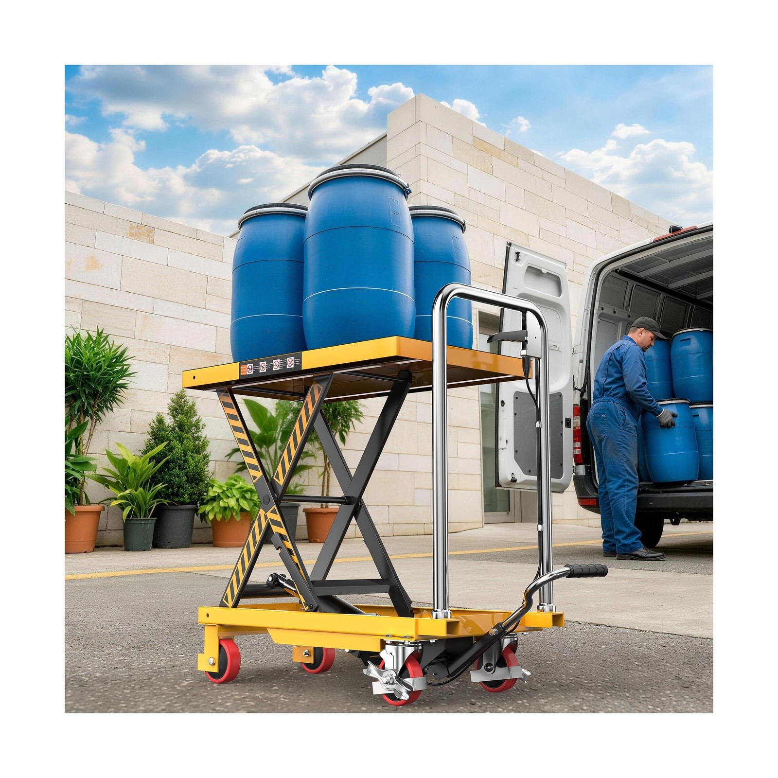 Tera Hydraulic Lift Table Cart: 330lbs Single Scissor 8.3″-28.5″ Lift Range |…