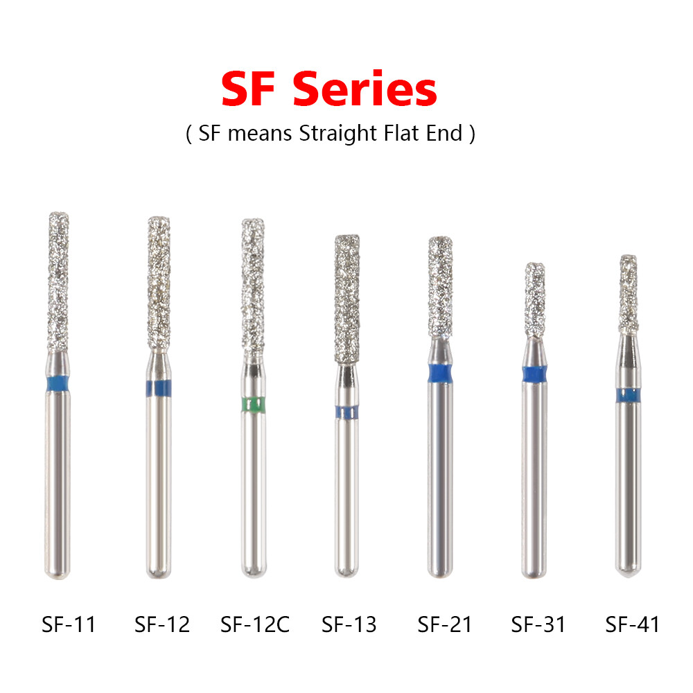 100pcs SANDENT Dental Diamond Burs For High Speed Handpiece Friction Grip 1.6mm