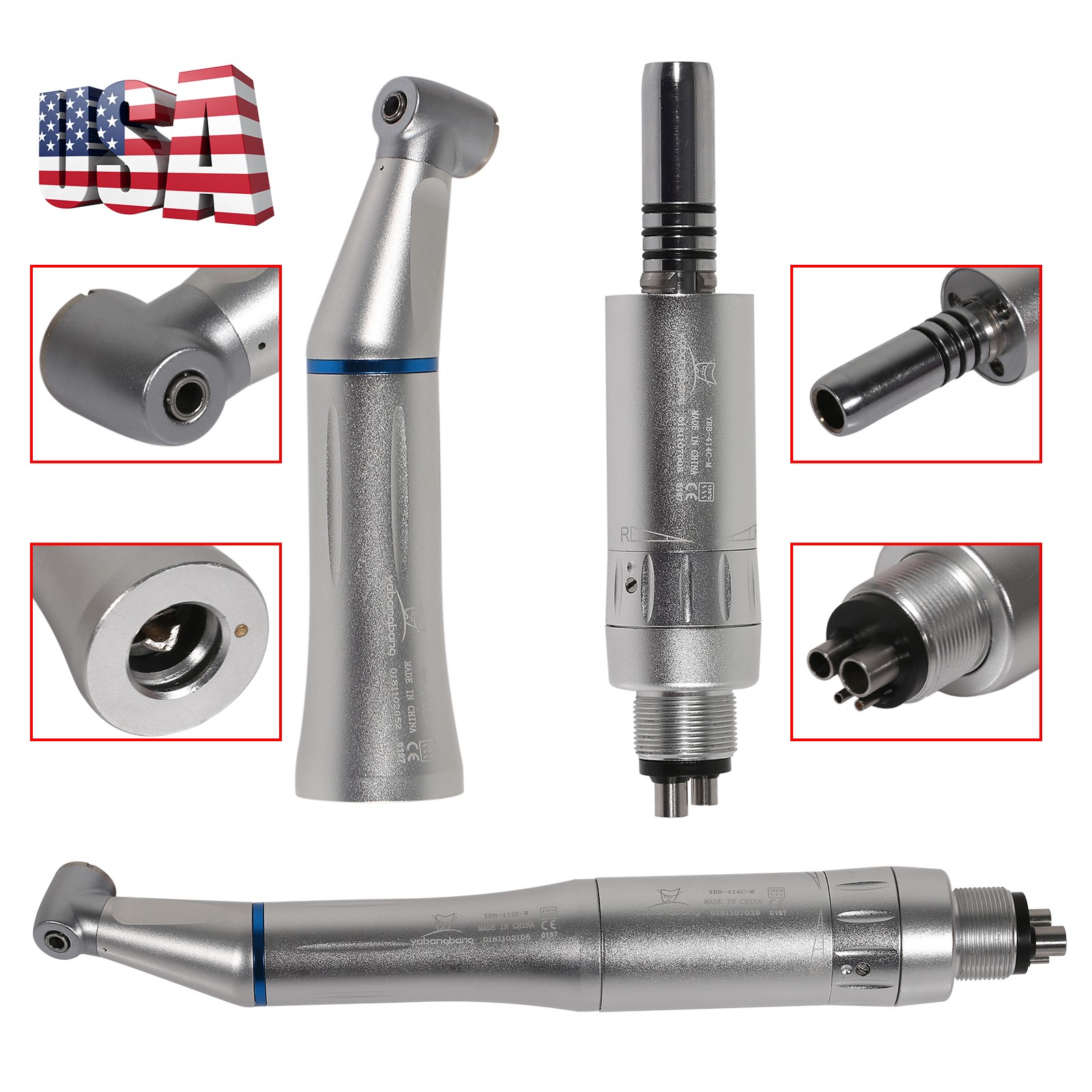 NSK Style Dental Slow Low Speed Handpiece Contra Angle Straight Motor 2/4Hole YP