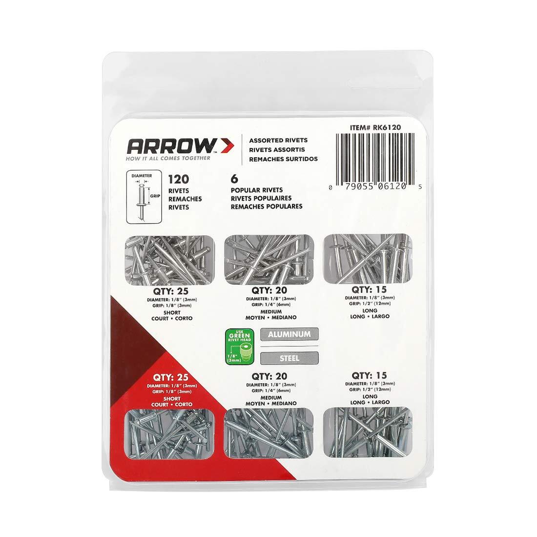 DURATECH 4-in-1 Rivet Gun with 100 Rivets – 3/32″ 1/8″ 5/32″ 3/16″ Heavy Duty