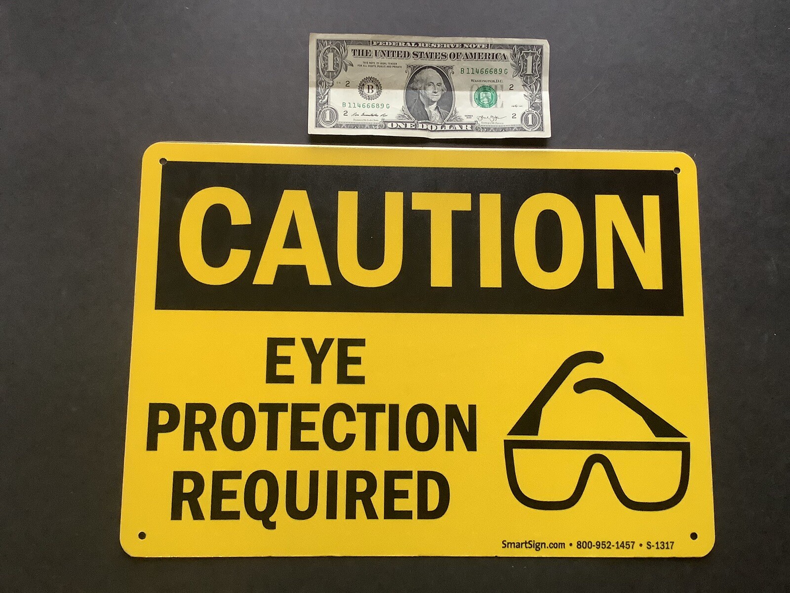 SmartSign Caution Eye Protection Required Sign Aluminum 10″ x 14″ Yellow Black