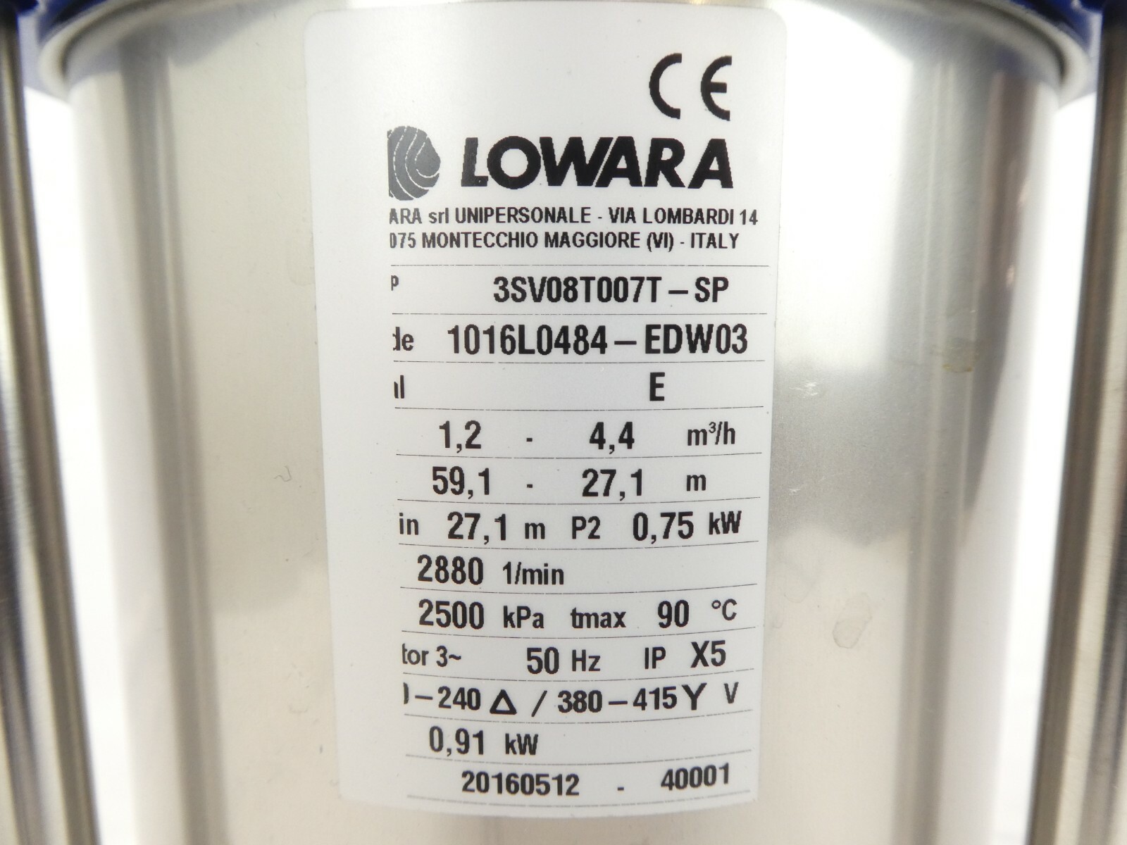 Edwards Y11501180 Pump Head Lowara 3SV08T007T-SP 1016L0484-EDW03 Spare Surplus