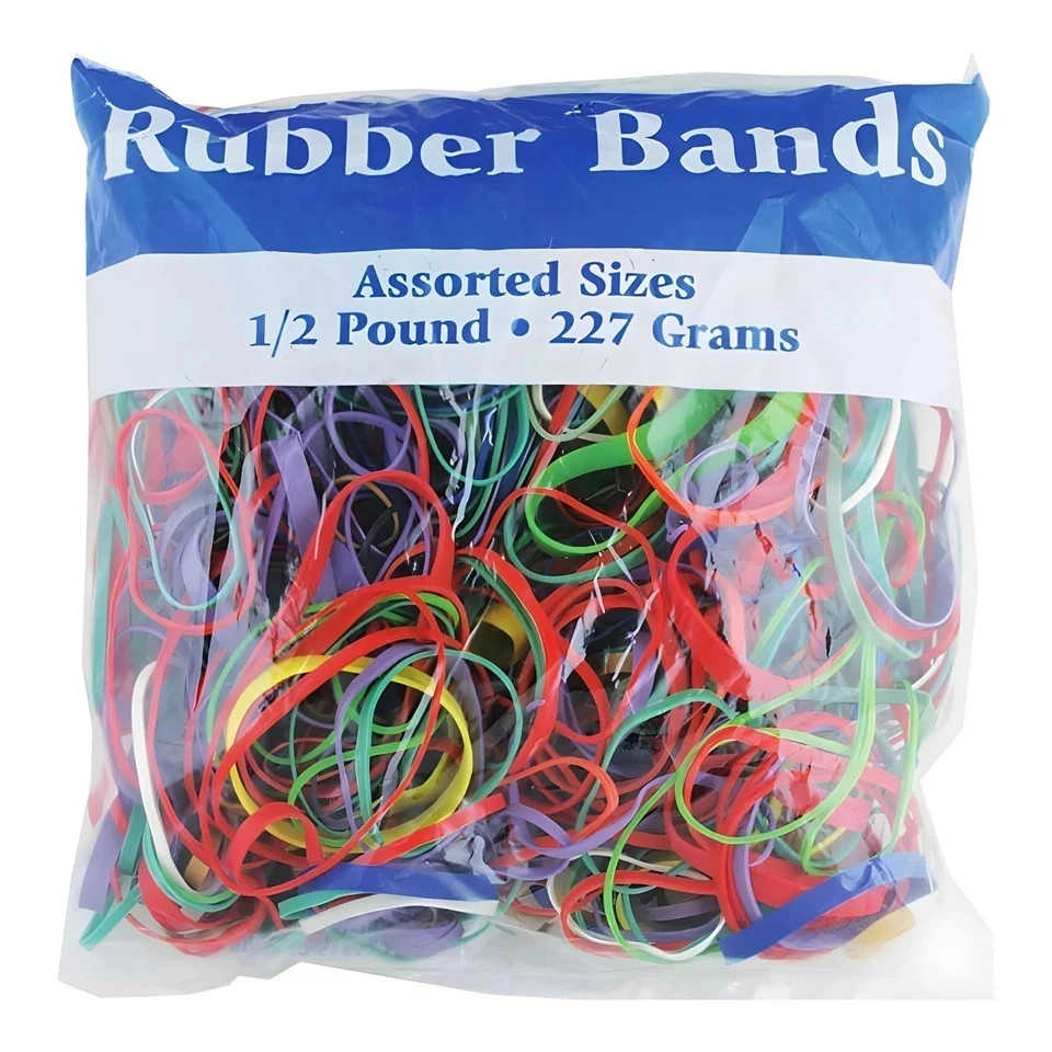 Rubber Bands Assorted Sizes 0.5 lb Bag – Strong Elastic Bands for Home, Office