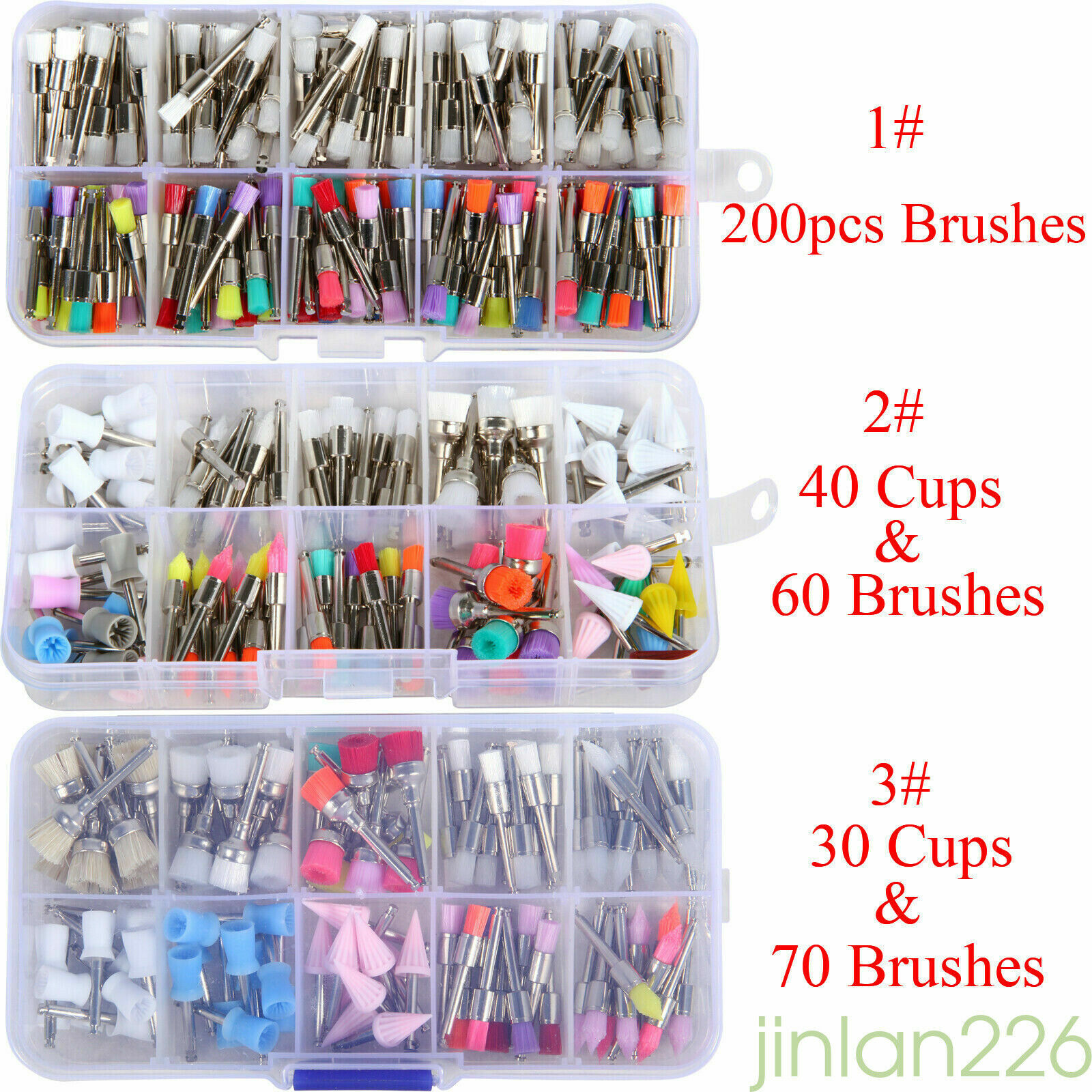 100/200pcs Dental Latch type Rubber Polishing Cups Brushes Tooth Prophy Polisher
