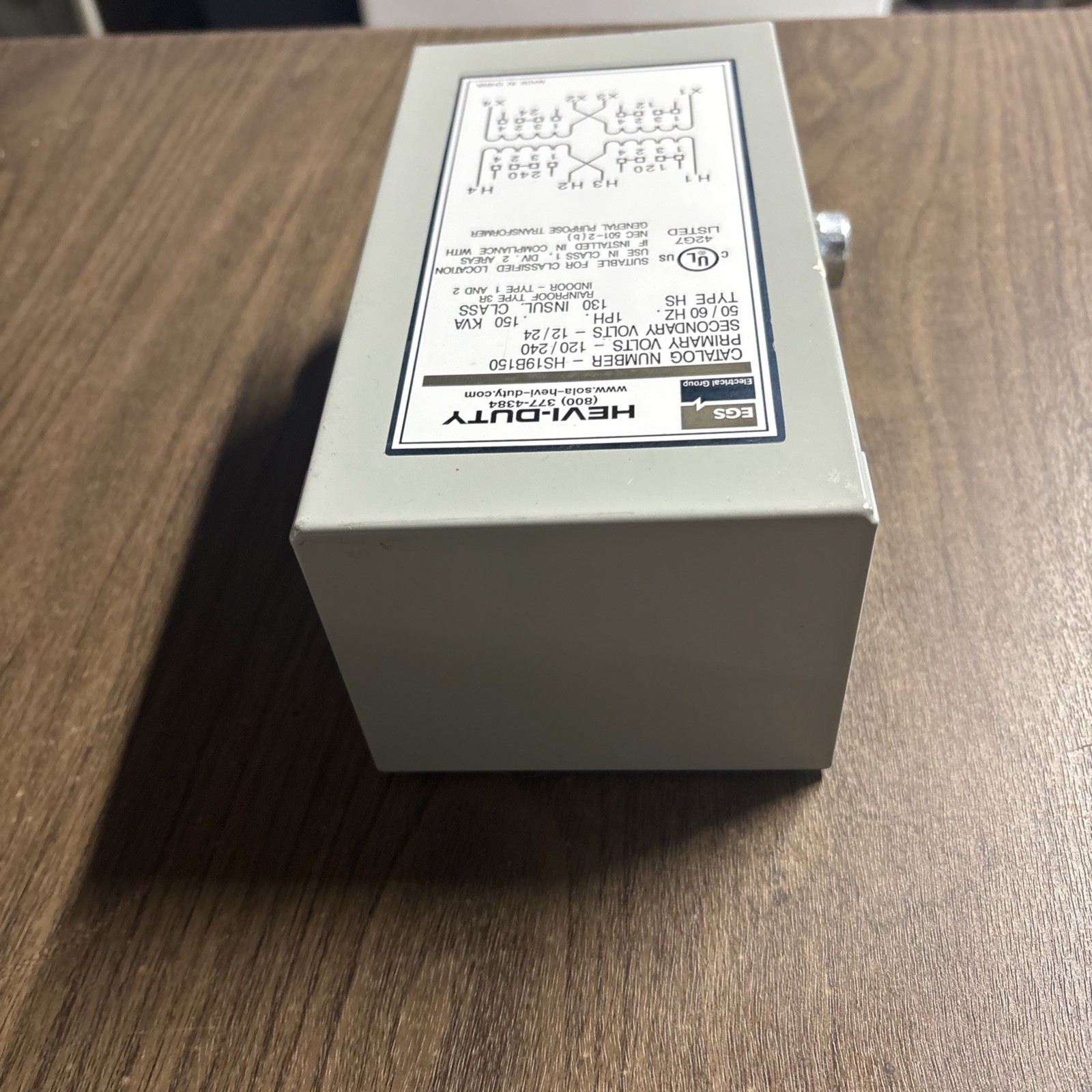 EGS SOLA HEVI-DUTY TRANSFORMER HS19B50 0.050KVA 120/240-12/24 Volts Used