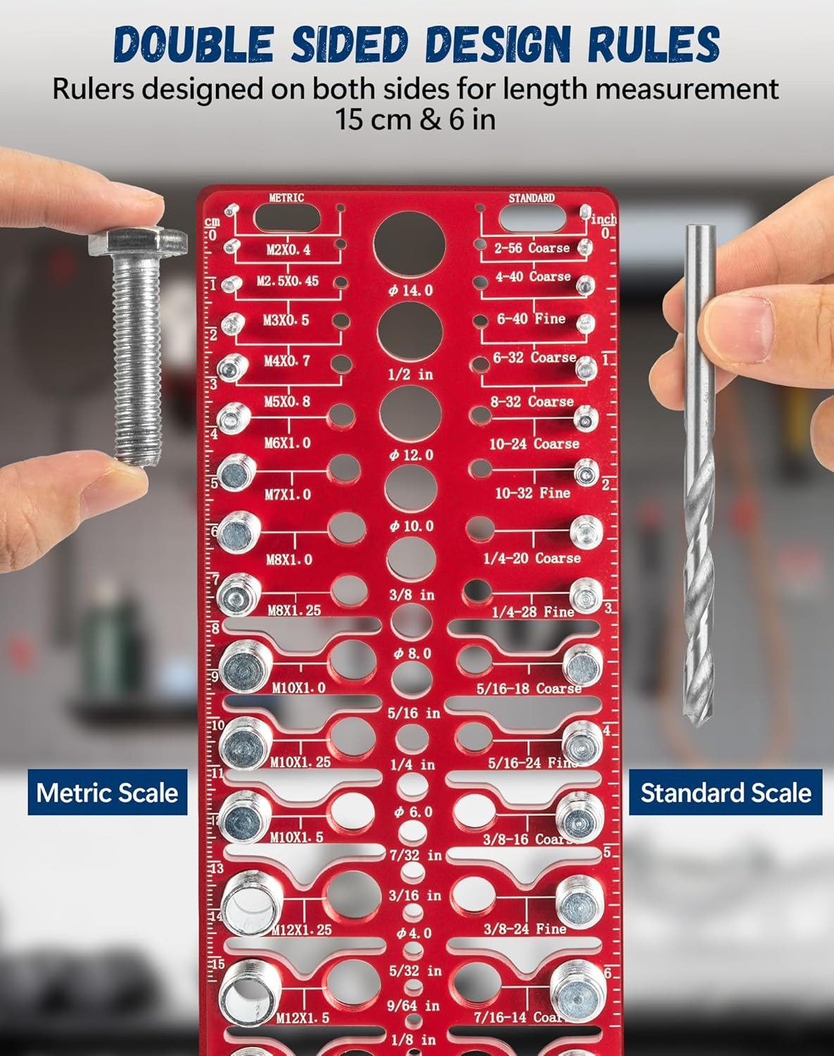 57pc Nut & Bolt Thread Checker, SAE & Metric, Drill Gauge Set