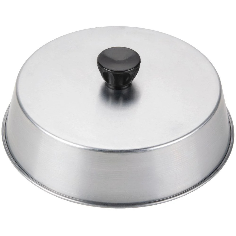New Winco ADBC 8 Inch Round Aluminum Grill Basting Cover Hamburger Melt Cheese