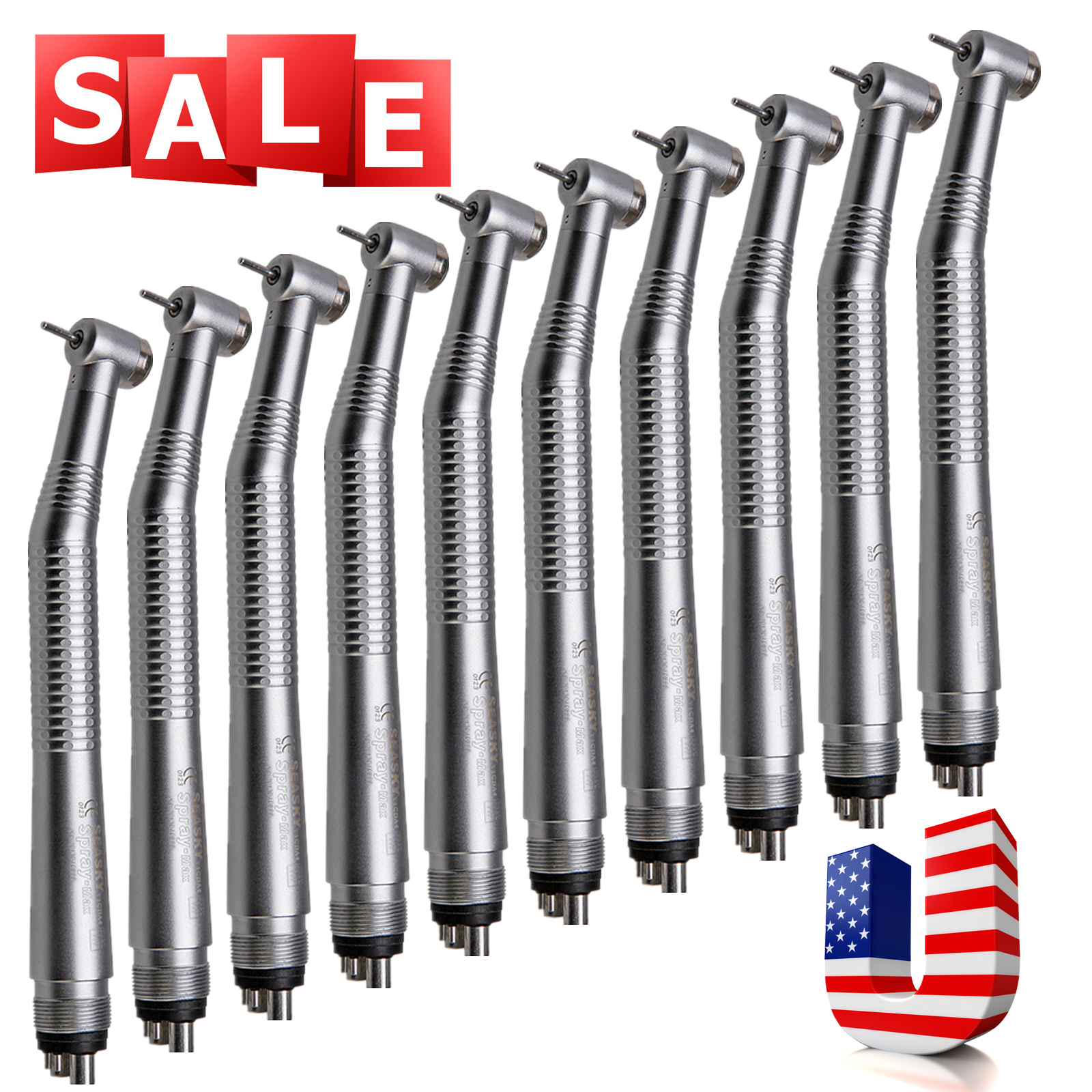 10 Pcs NSK Style Dental High Speed Handpiece Push Button Type 4Hole SEASKY USA