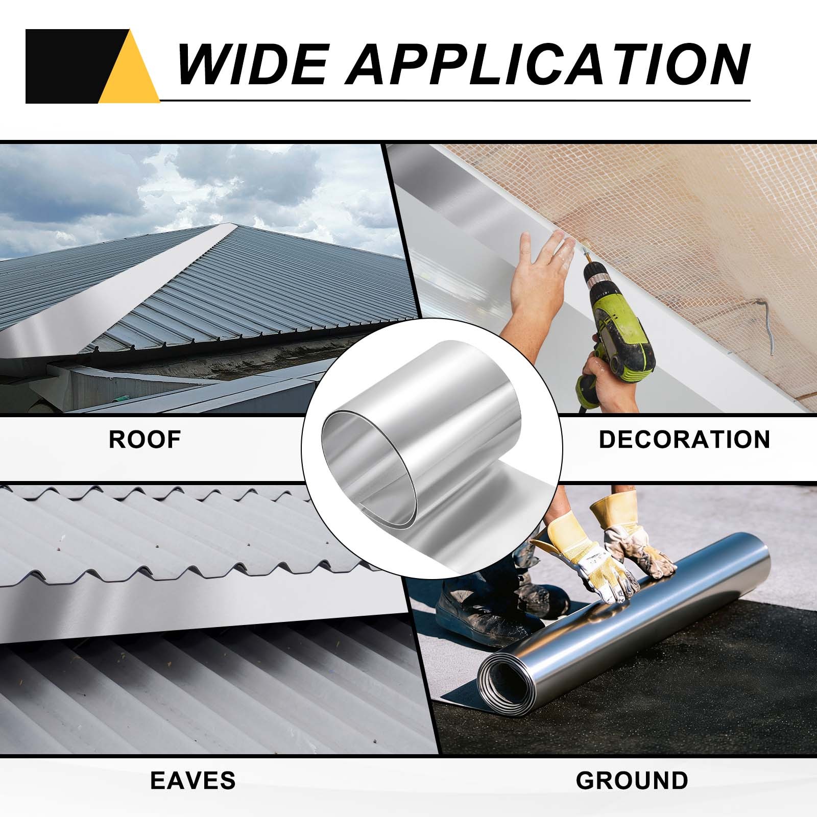 6in x 3.3ft Aluminum Flashing Roll, 0.05mm Metal Roof Panels for House Repair