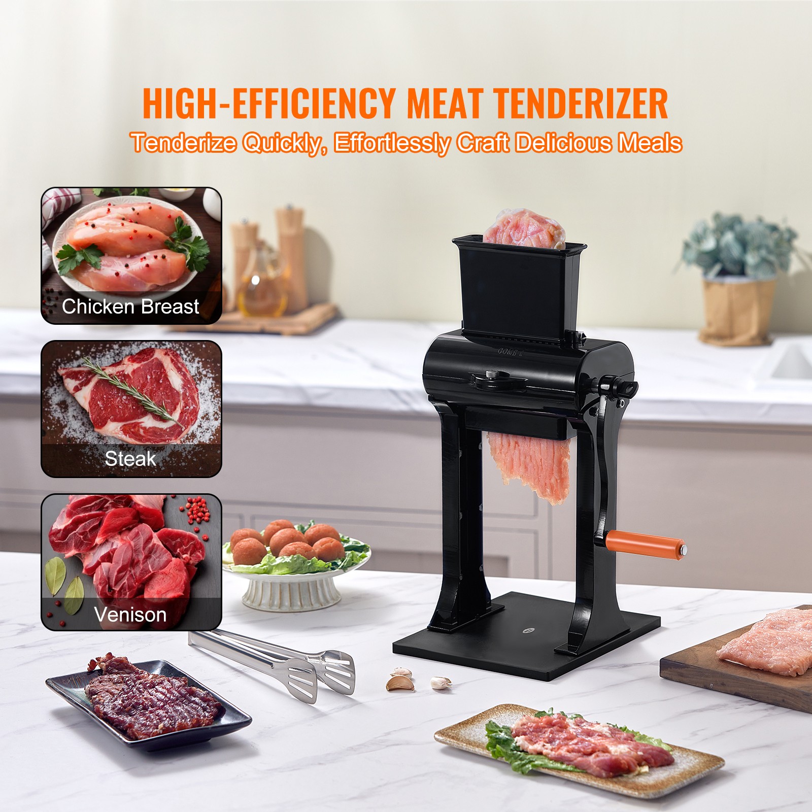 VEVOR Commercial Manual Meat Tenderizer Machine Stainless Steel Kitchen Tool