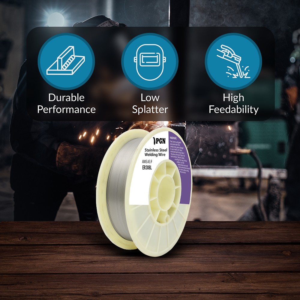 (2 x 10-Lb Spools) PGN ER308L .035″ MIG Stainless Steel Welding Wire